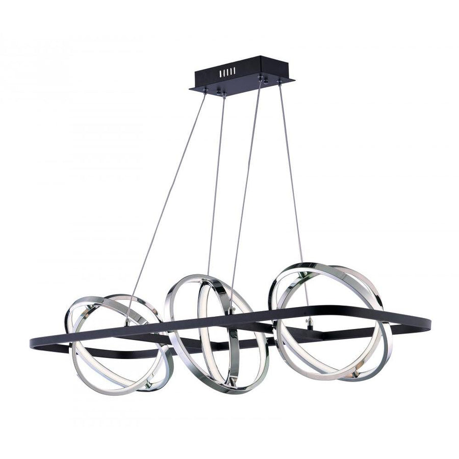 13.75 Inch Linear Pendant – Black / Polished Chrome