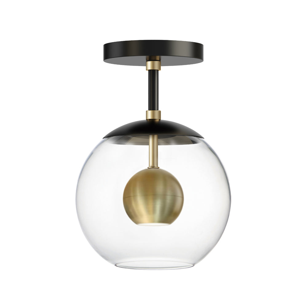 9 Inch Flush Mount – Black / Natural Aged Brass