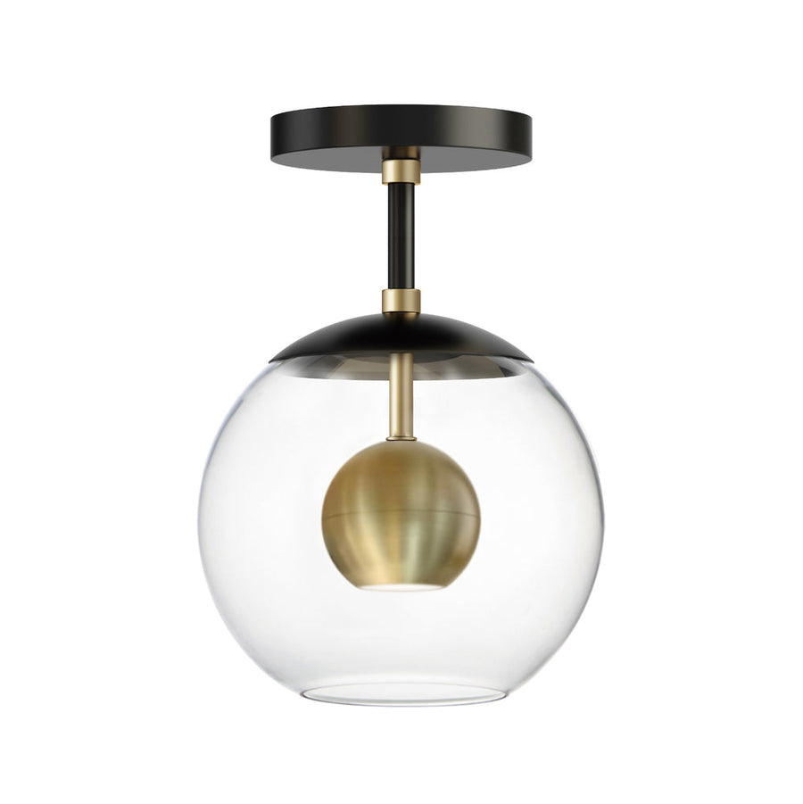 9 Inch Flush Mount – Black / Natural Aged Brass