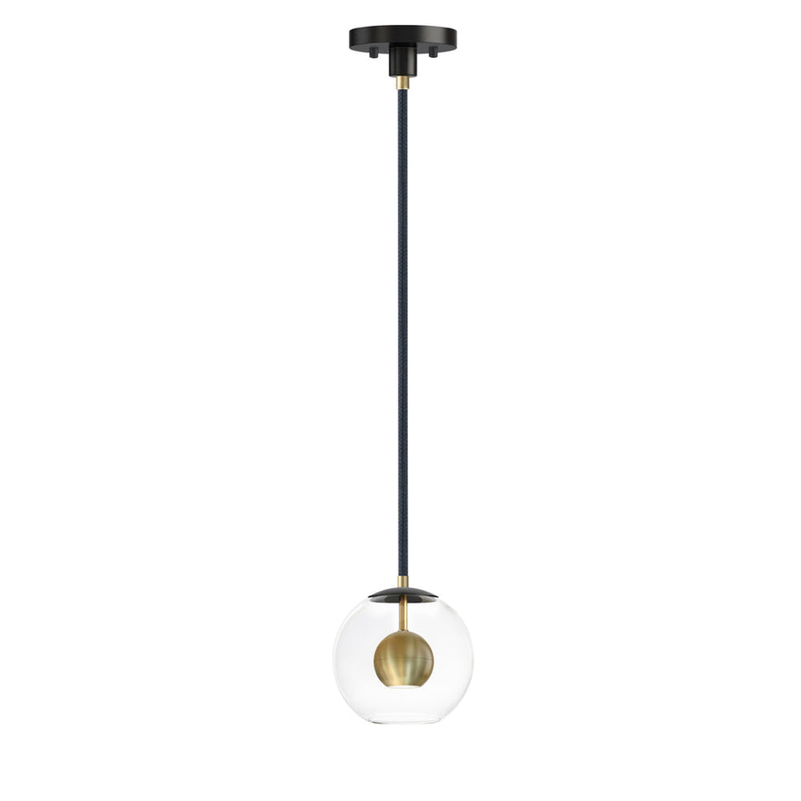 7 Inch Pendant – Black / Natural Aged Brass