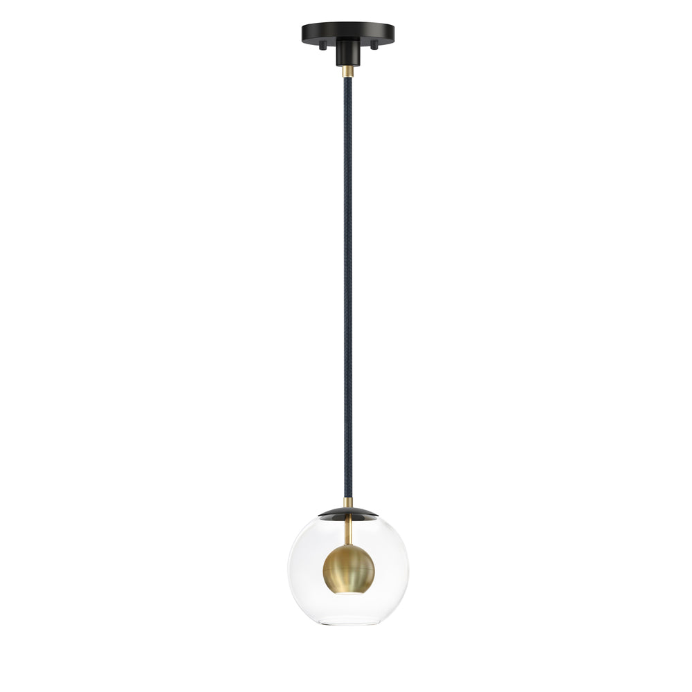 7 Inch Pendant – Black / Natural Aged Brass