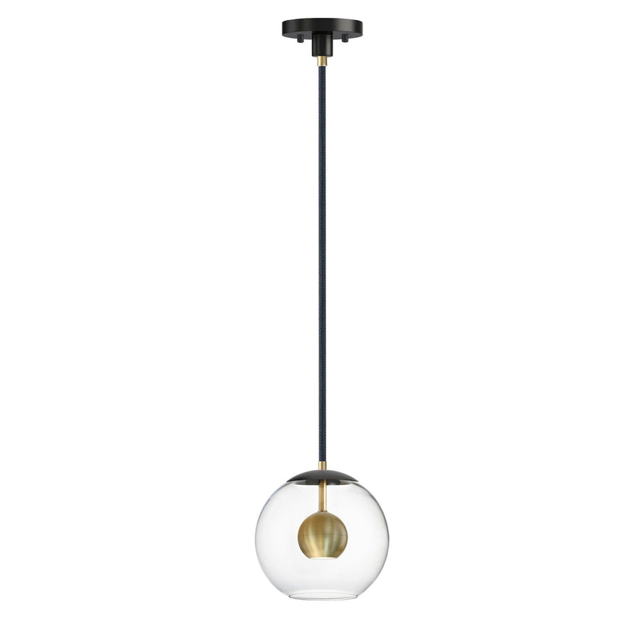 9 Inch Pendant – Black / Natural Aged Brass