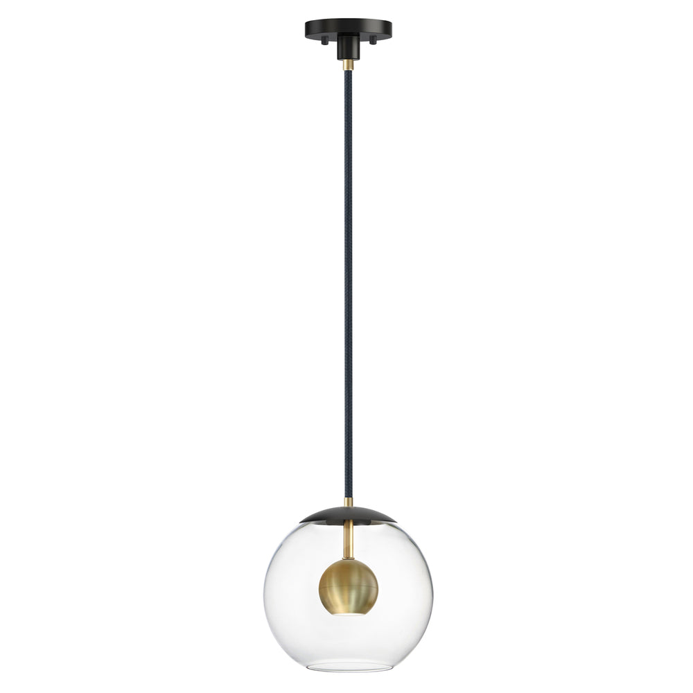 11 Inch Pendant – Black / Natural Aged Brass