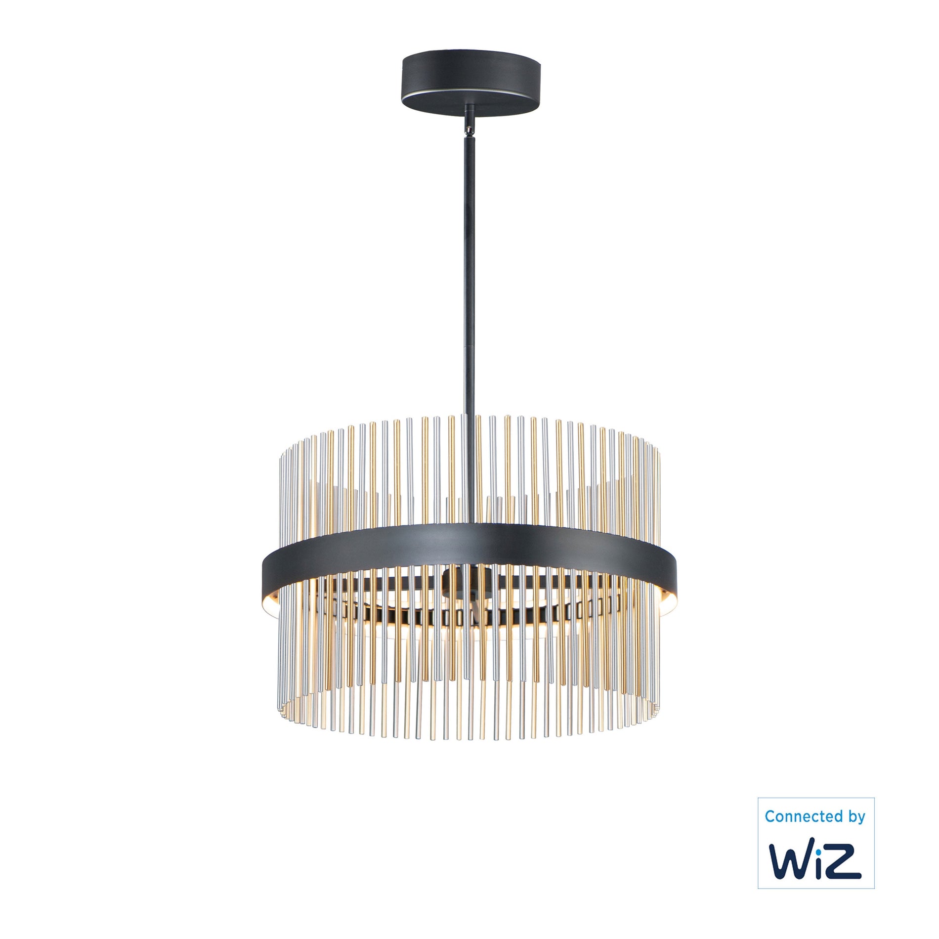 Chimes WiZ 23.75 Inch Single Pendant – Black / Satin Nickel / Satin Brass – E34205-BKSNSBR
