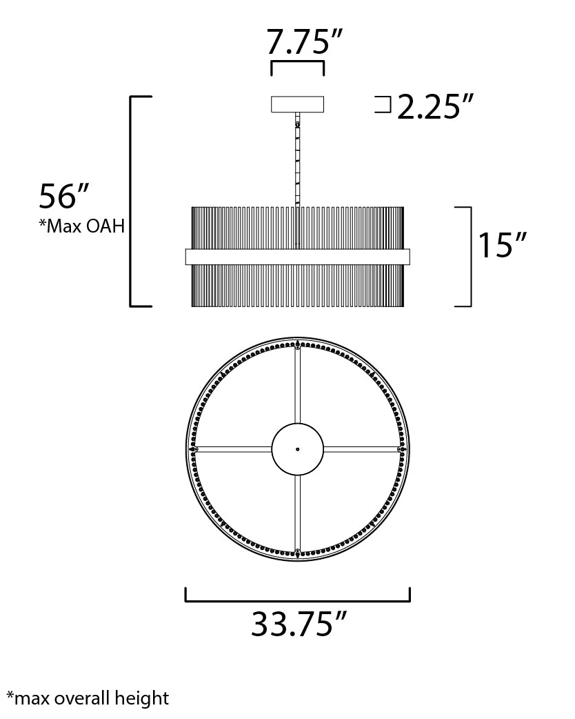 33.75 Inch Pendant – Black / Satin Brass