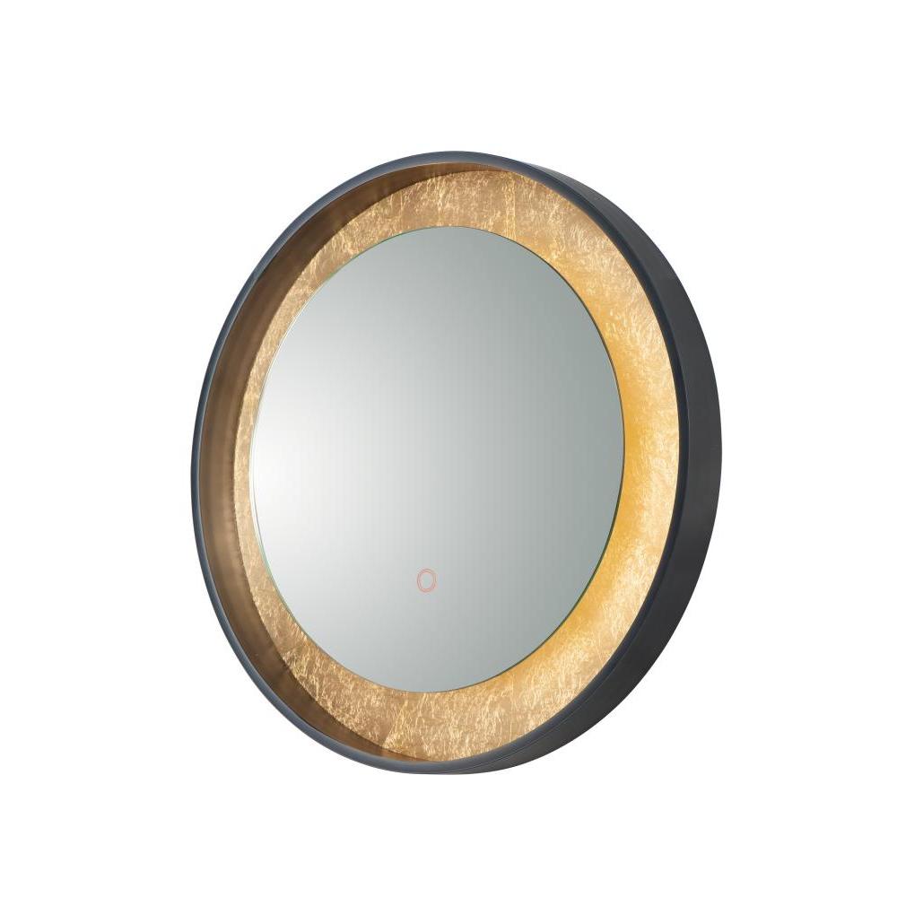 23.5 Inch Lighted Mirror – Gold Leaf / Black