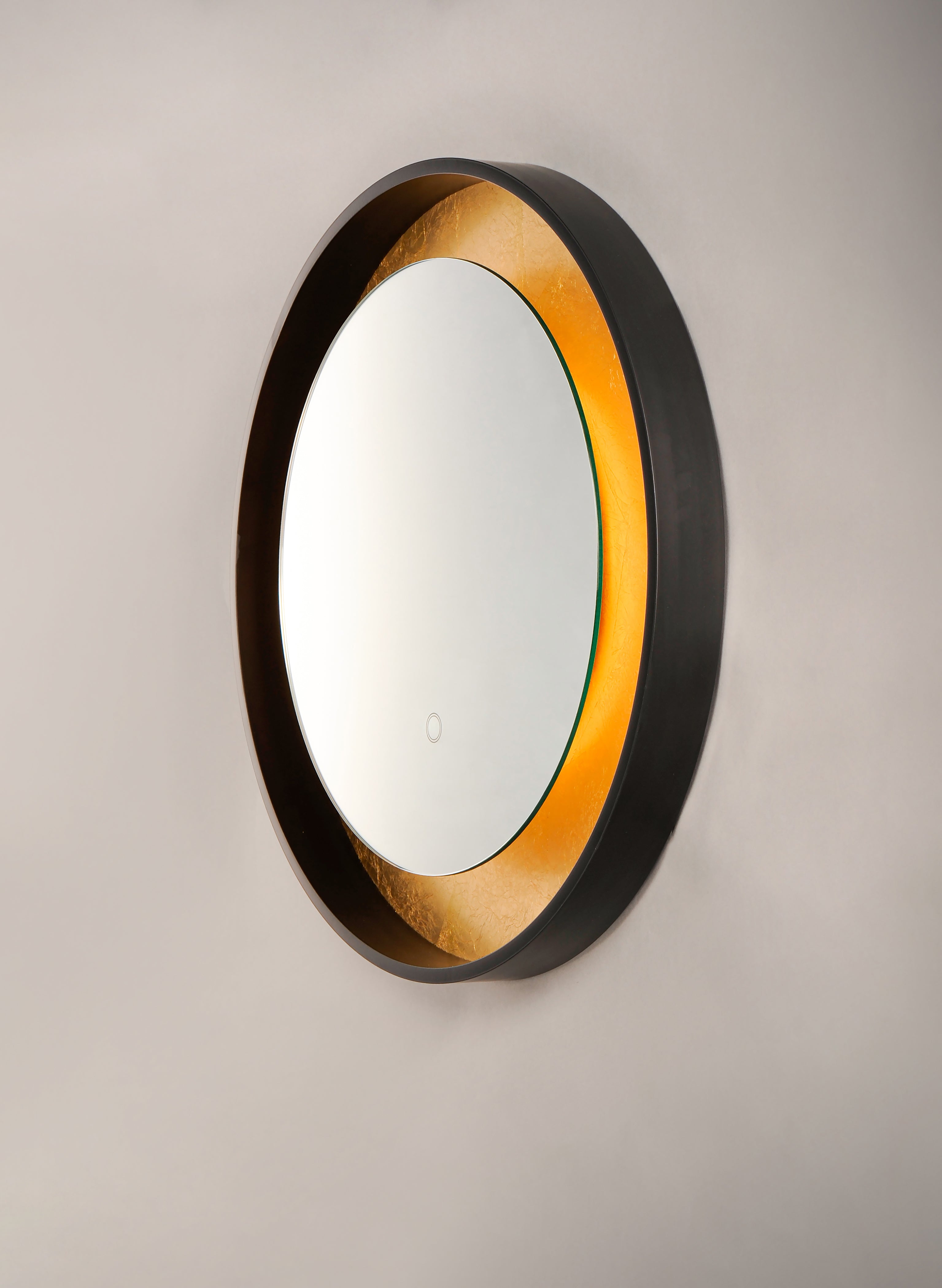 23.5 Inch Lighted Mirror – Gold Leaf / Black