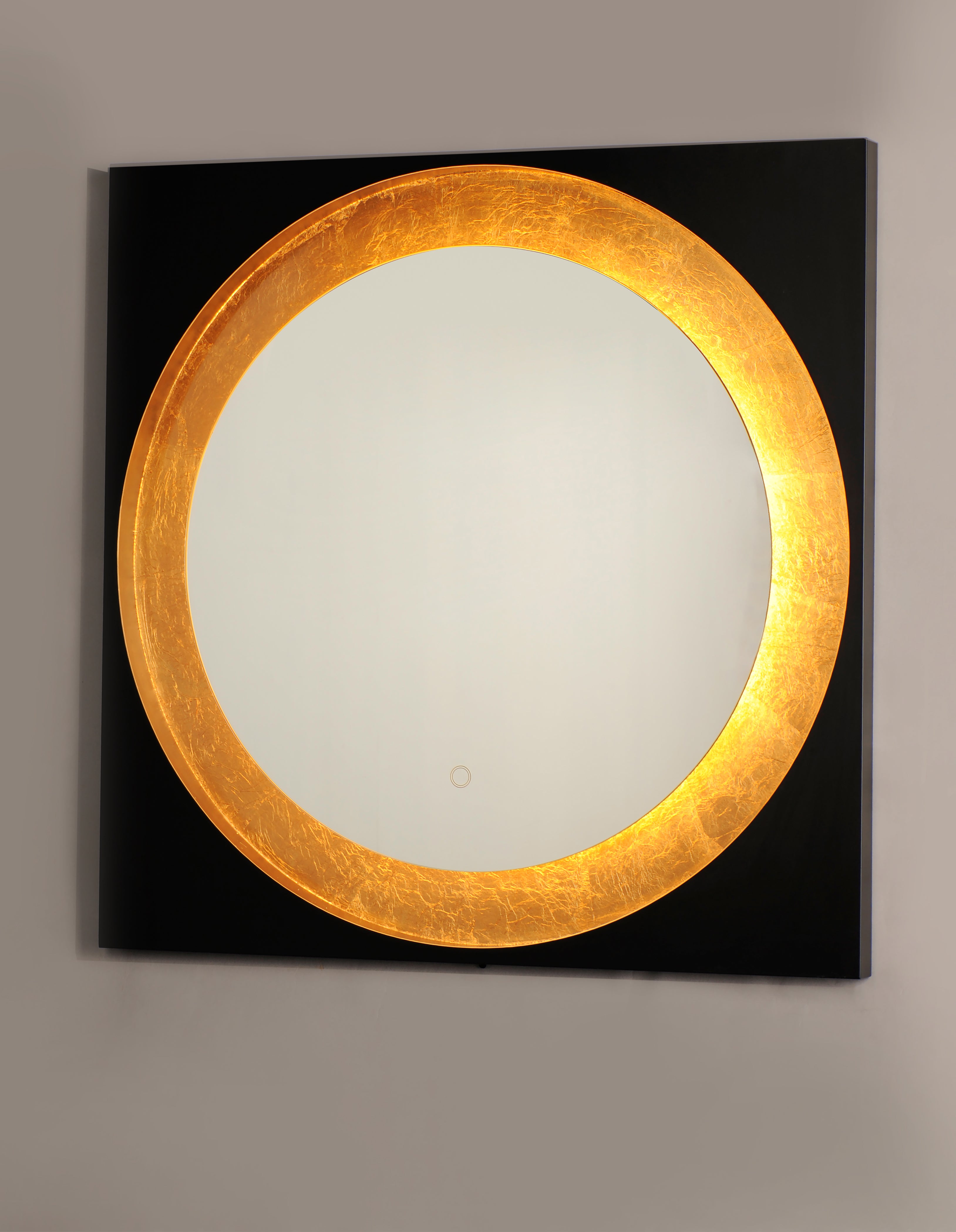 31.5 Inch Lighted Mirror – Gold Leaf / Black