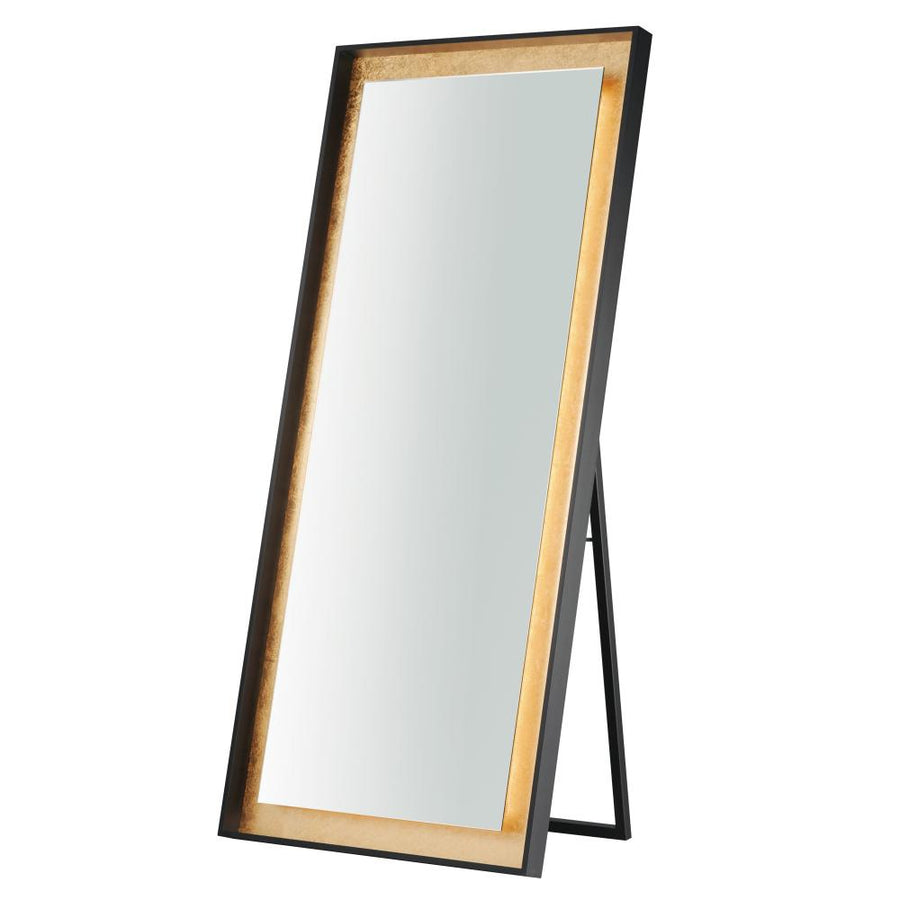 Floating 30 Inch LED Mirror – Gold Leaf / Black – E42046-GLBK