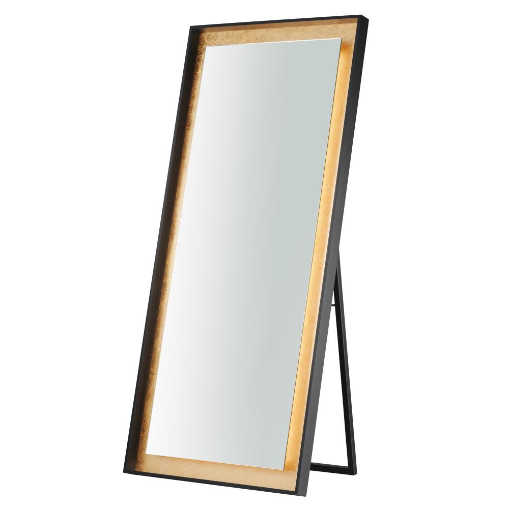 Floating 30 Inch LED Mirror – Gold Leaf / Black – E42046-GLBK
