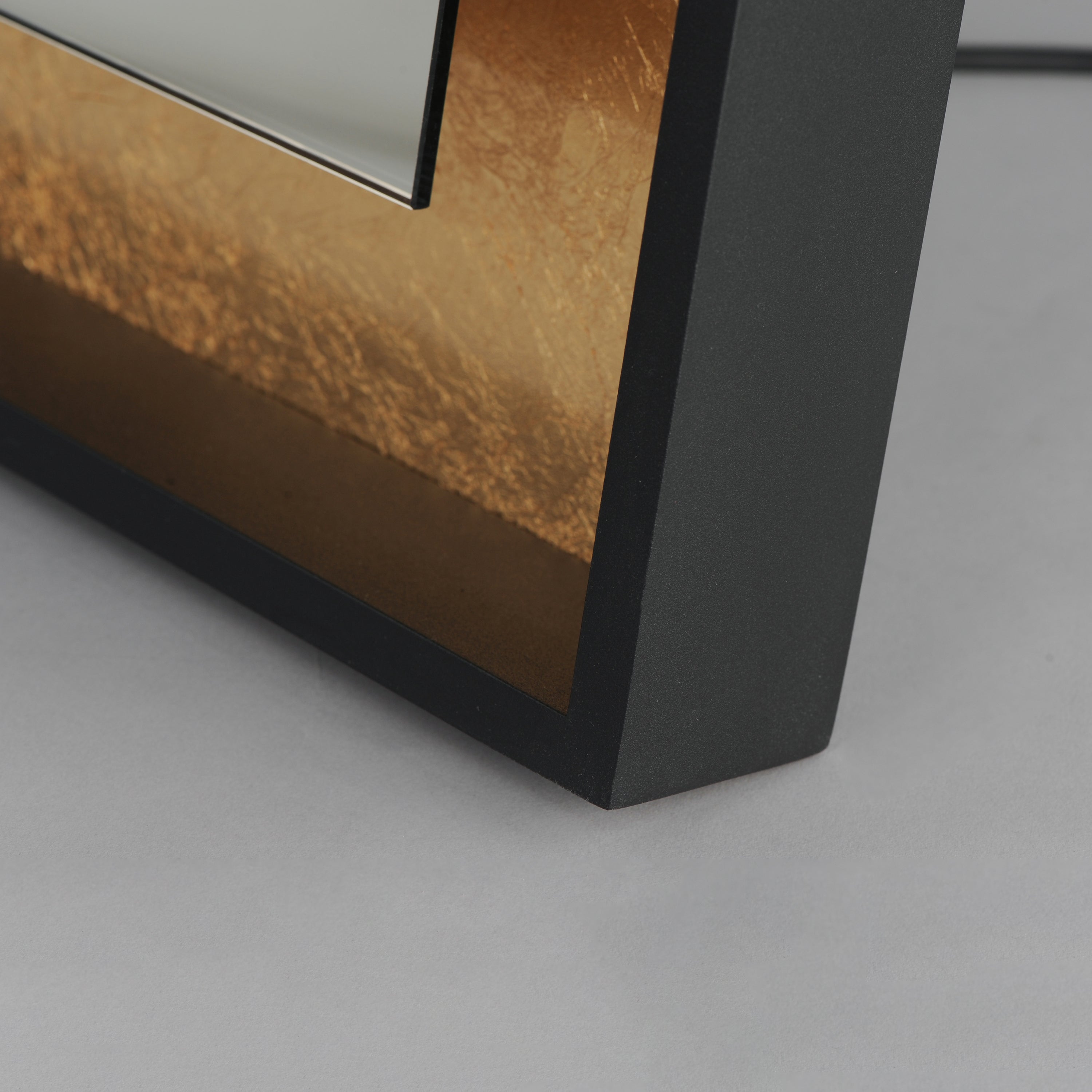 Floating 30 Inch LED Mirror – Gold Leaf / Black – E42046-GLBK