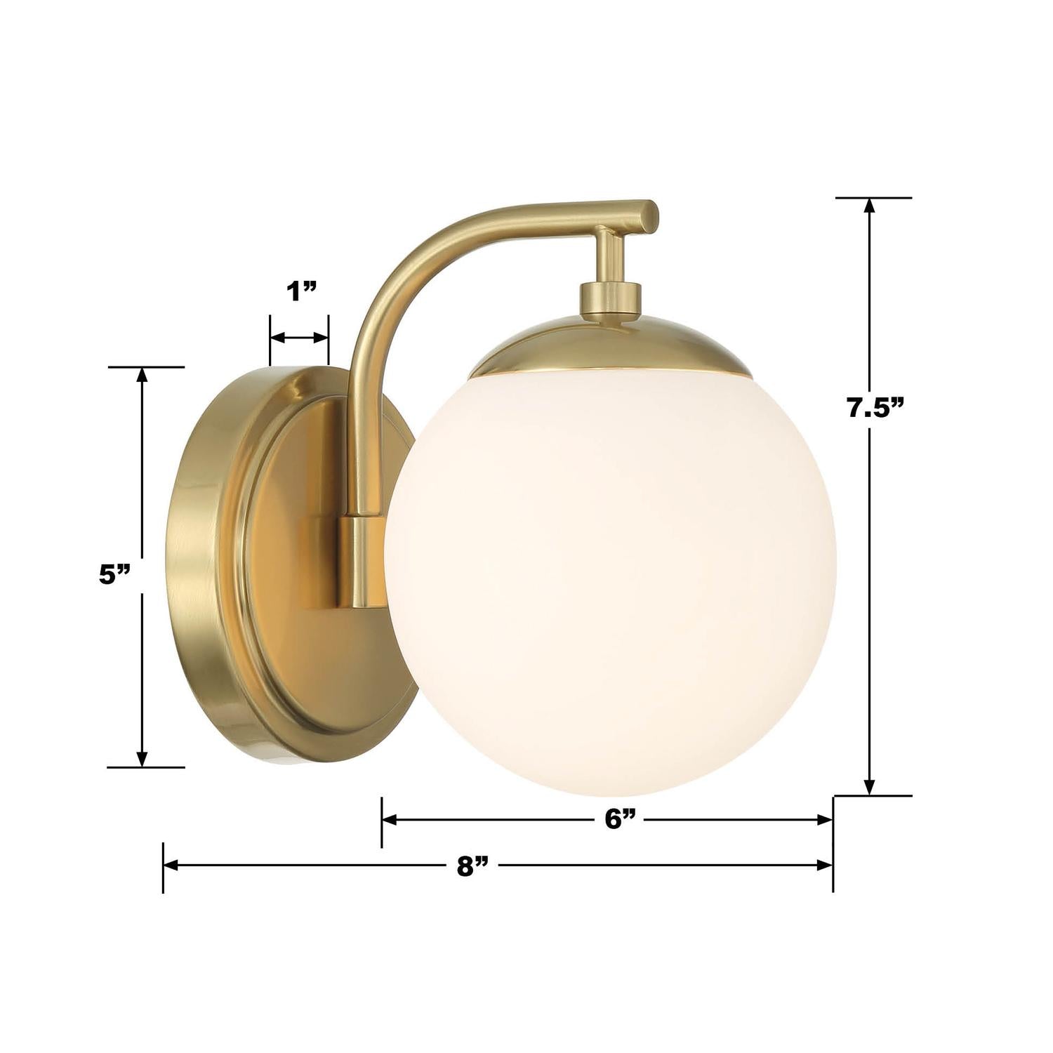 Crystorama Maverick ED0121001VG – 6 Inch – 1 Light – Bath Vanity Light – Vibrant Gold – Damp Rated