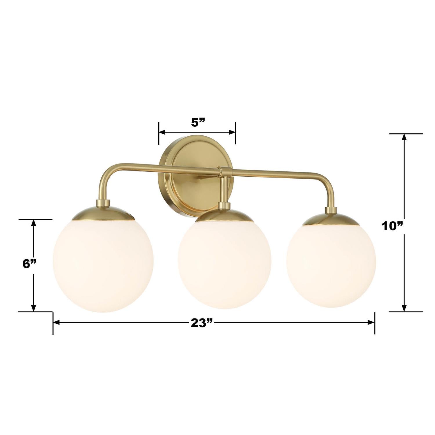 Crystorama Maverick ED0121003VG – 23 Inch – 3 Light – Bath Vanity Light – Vibrant Gold – Damp Rated