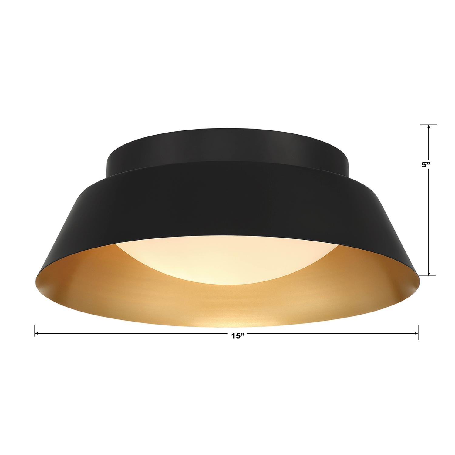 Crystorama Donoven ED0552202MKGD – 15 Inch – 2 Light – Semi Flush Mount Light – Matte Black + Gold – Damp Rated