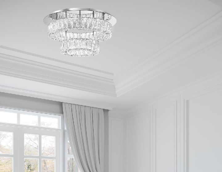 Crystorama Kinsley ED3552001CH – 20 Inch – Semi Flush Mount Light – Polished Chrome – Dry Rated