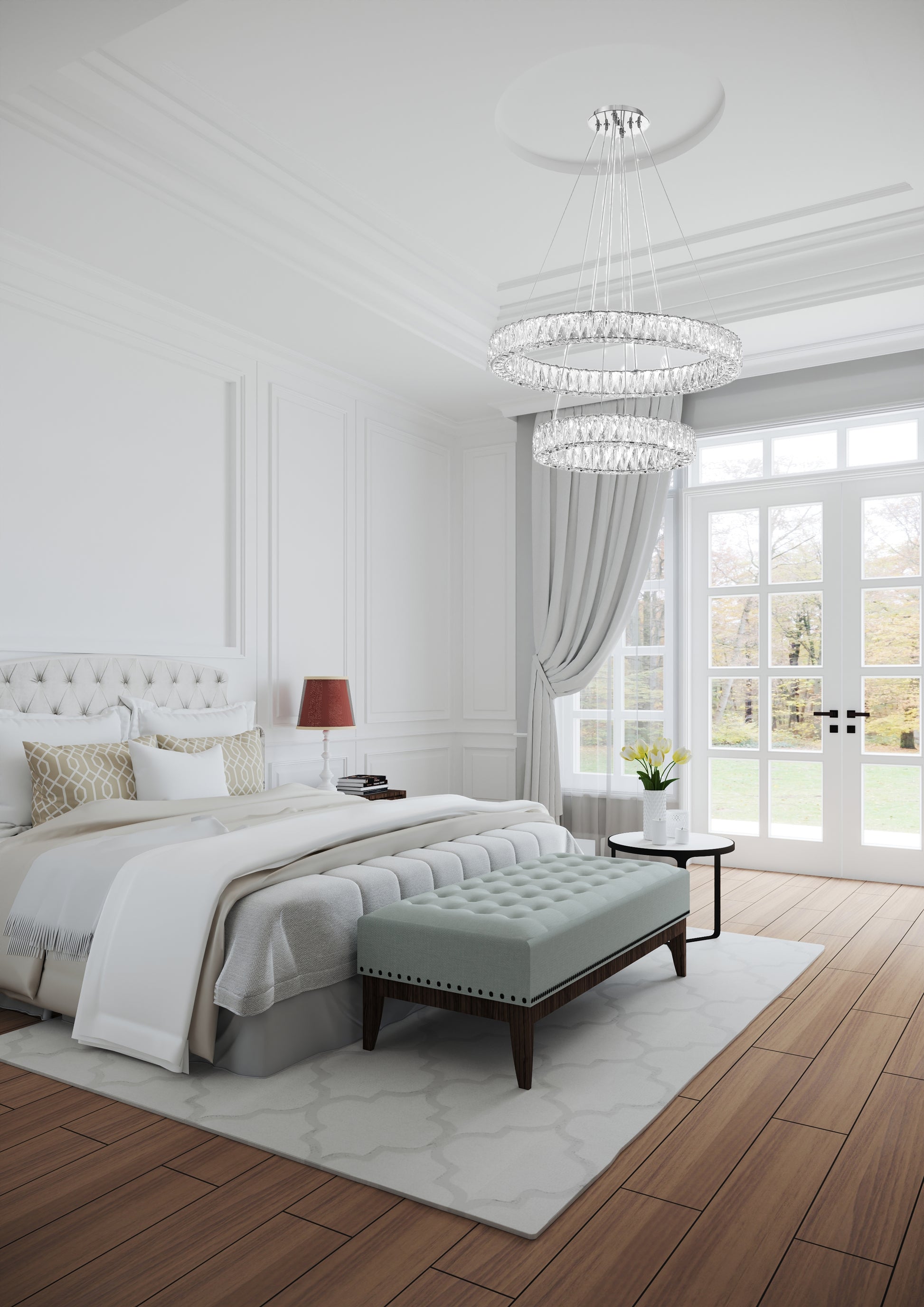 Crystorama Kinsley ED3562801CH – 28 Inch – Chandelier – Polished Chrome – Dry Rated