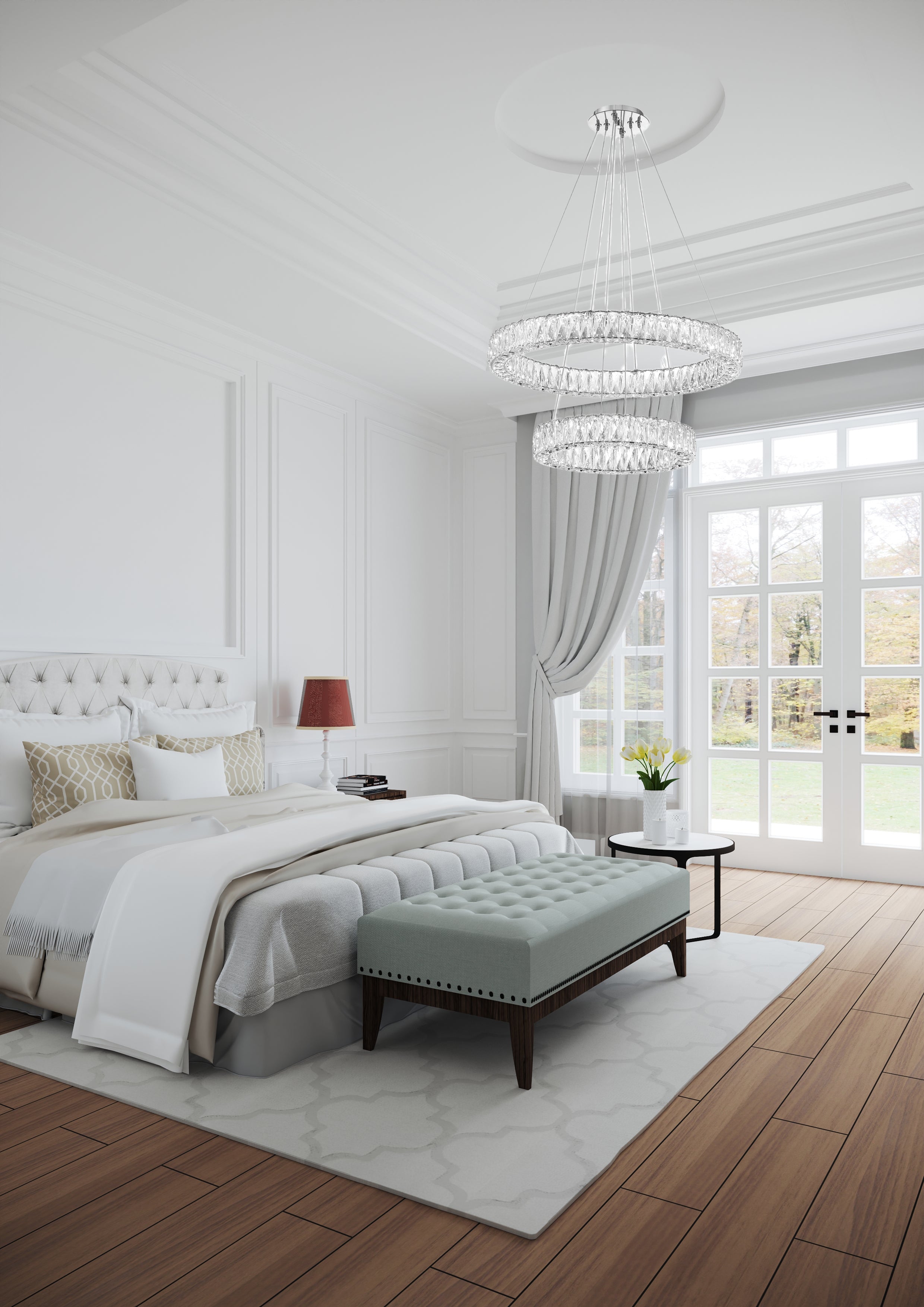 Crystorama Kinsley ED3562801CH – 28 Inch – Chandelier – Polished Chrome – Dry Rated