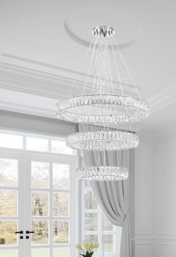 Crystorama Kinsley ED3563201CH – 32 Inch – Chandelier – Polished Chrome – Dry Rated