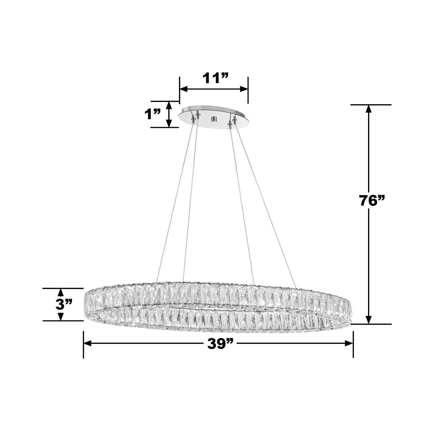 Crystorama Kinsley ED3563901CH – 39 Inch – Chandelier – Polished Chrome – Dry Rated