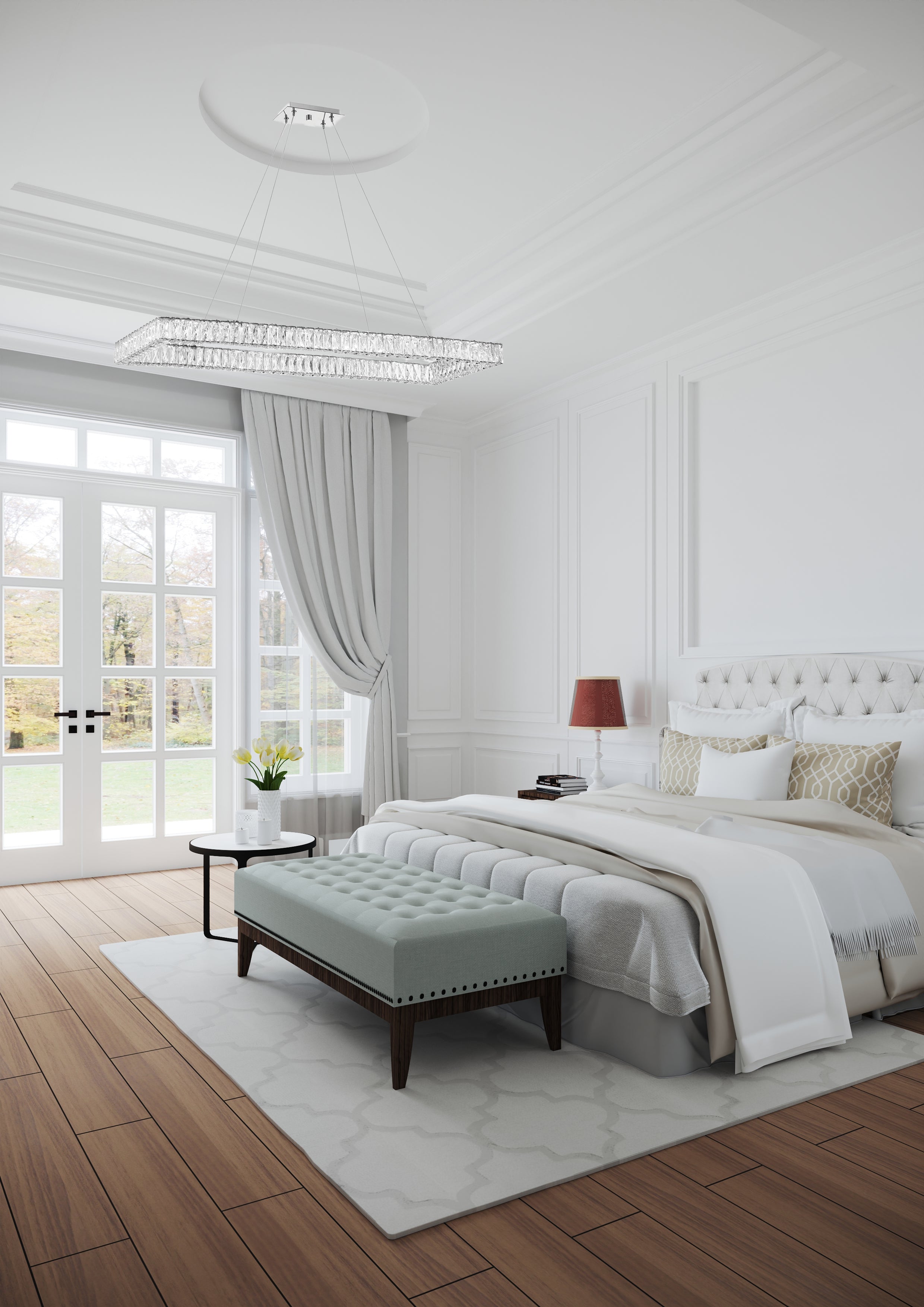 Crystorama Kinsley ED3565001CH – 50 Inch – Chandelier – Polished Chrome – Dry Rated