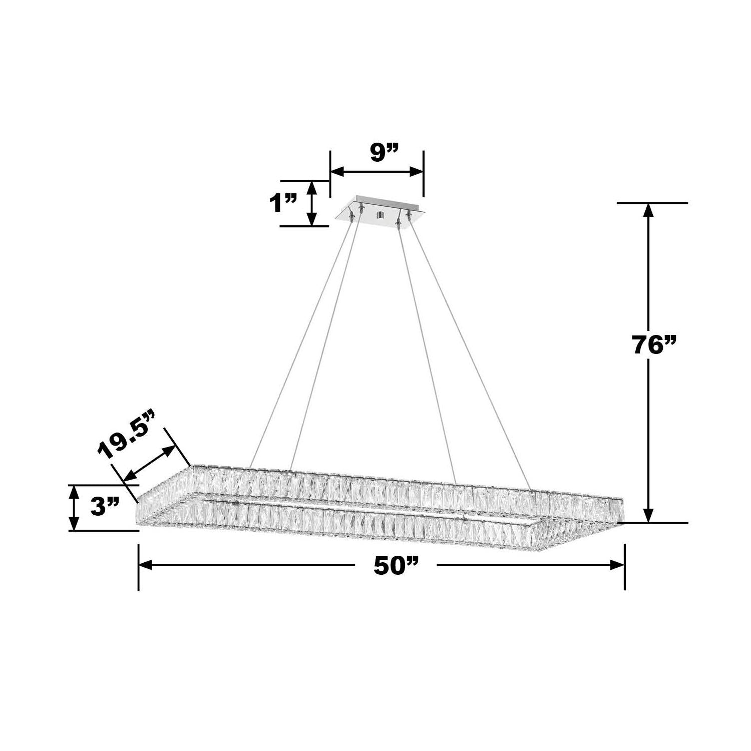 Crystorama Kinsley ED3565001CH – 50 Inch – Chandelier – Polished Chrome – Dry Rated