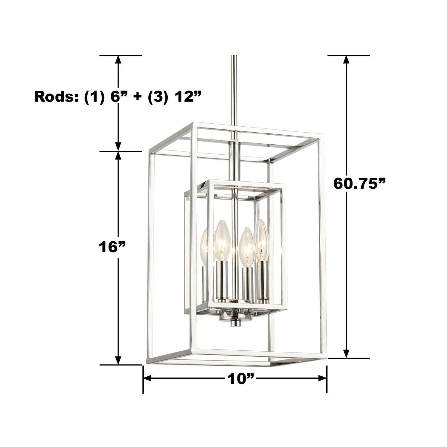 Crystorama Kai ED884114CH – 10 Inch – 4 Light – Pendant Light – Polished Chrome – Dry Rated