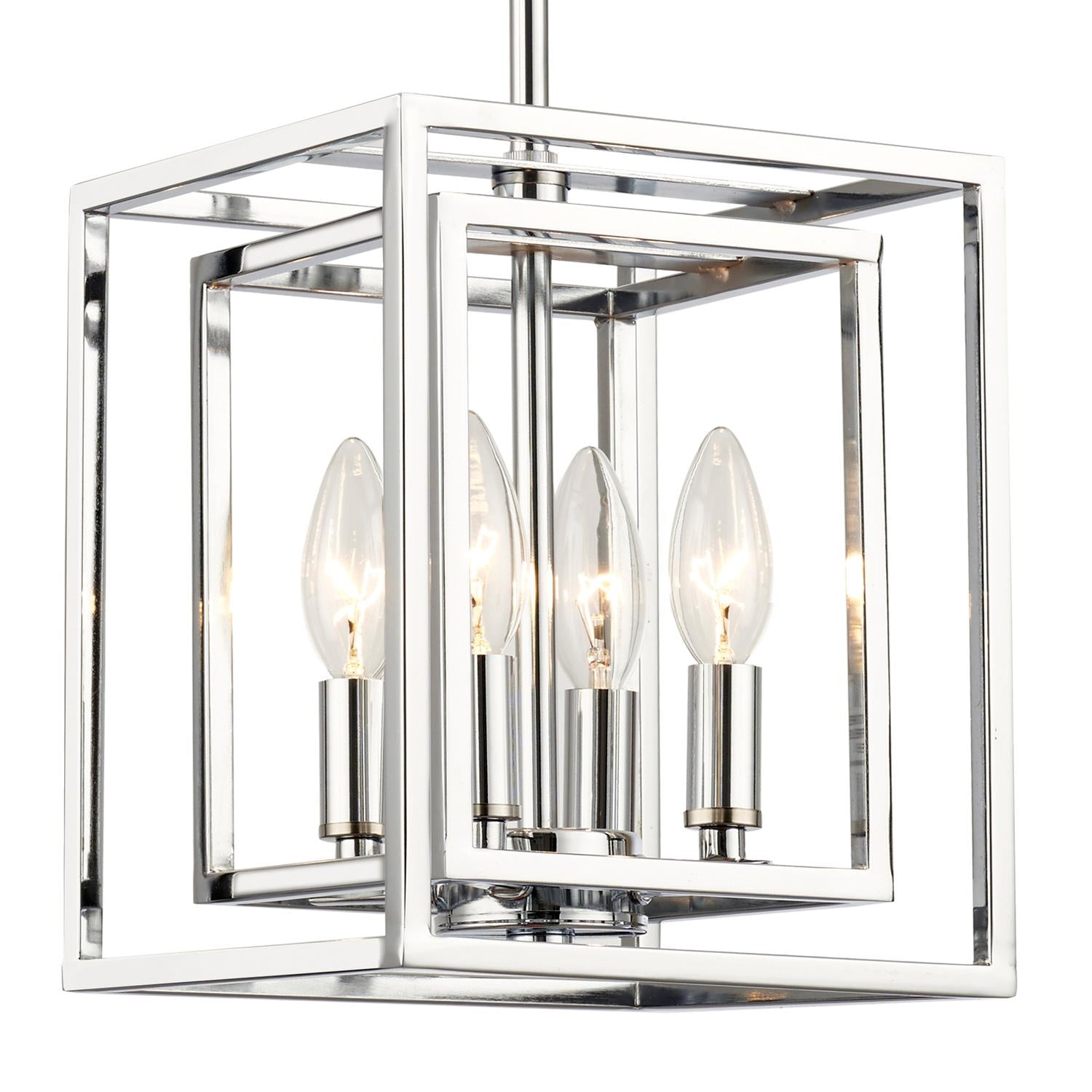 Crystorama Kai ED884124CH – 8 Inch – 4 Light – Pendant Light – Polished Chrome – Dry Rated