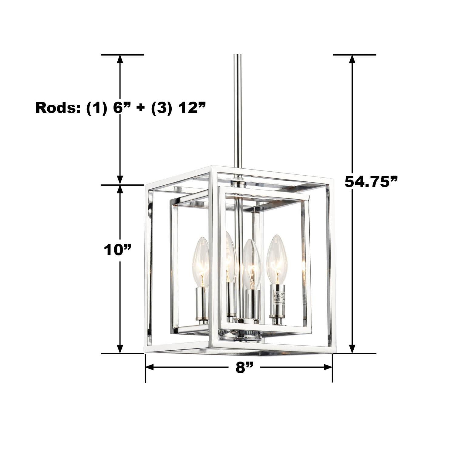Crystorama Kai ED884124CH – 8 Inch – 4 Light – Pendant Light – Polished Chrome – Dry Rated