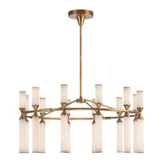 Edwin 38-in Vintage Brass/Frosted Ribbed Glass LED Chandeliers