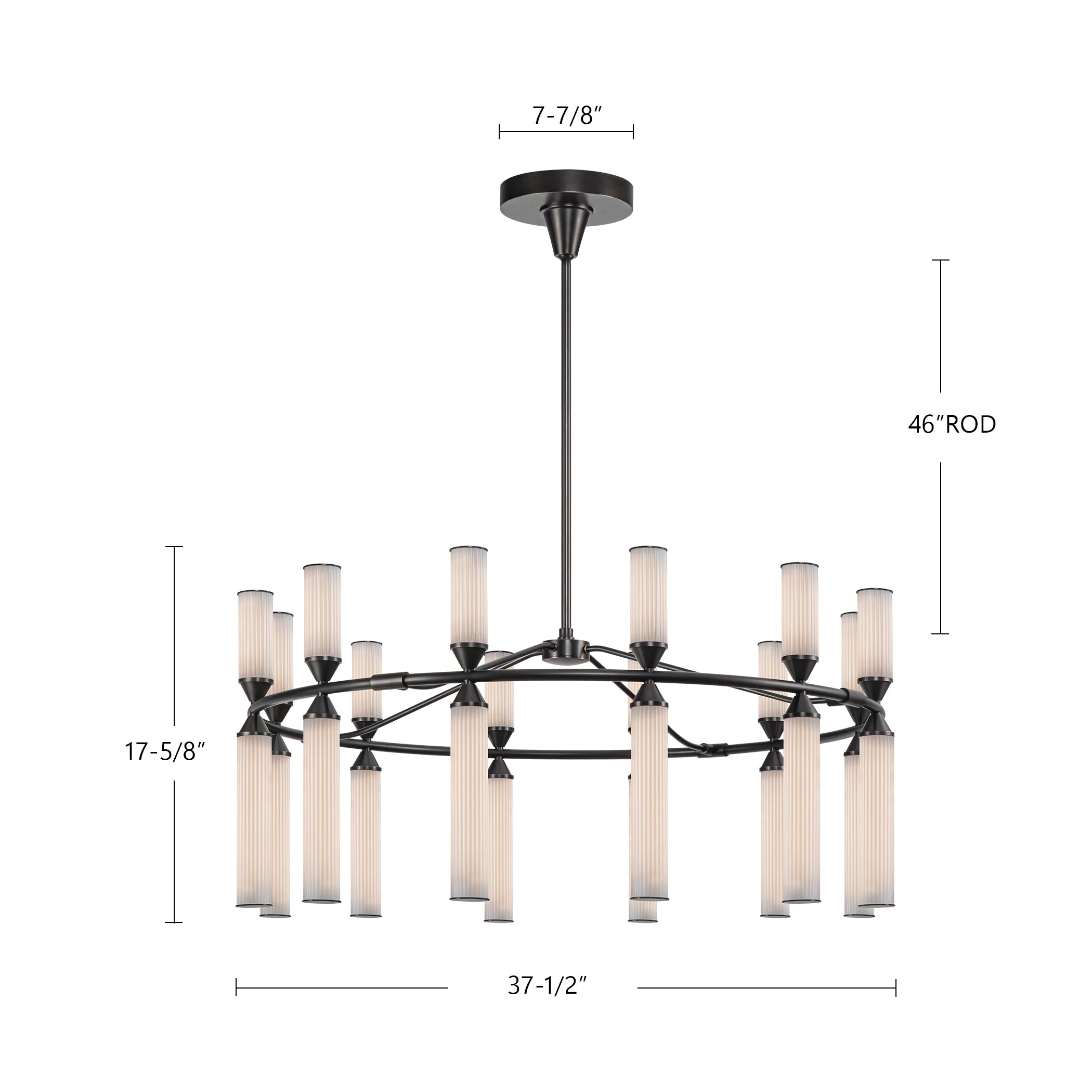 Edwin 38-in Urban Bronze/Frosted Ribbed Glass LED Chandelier