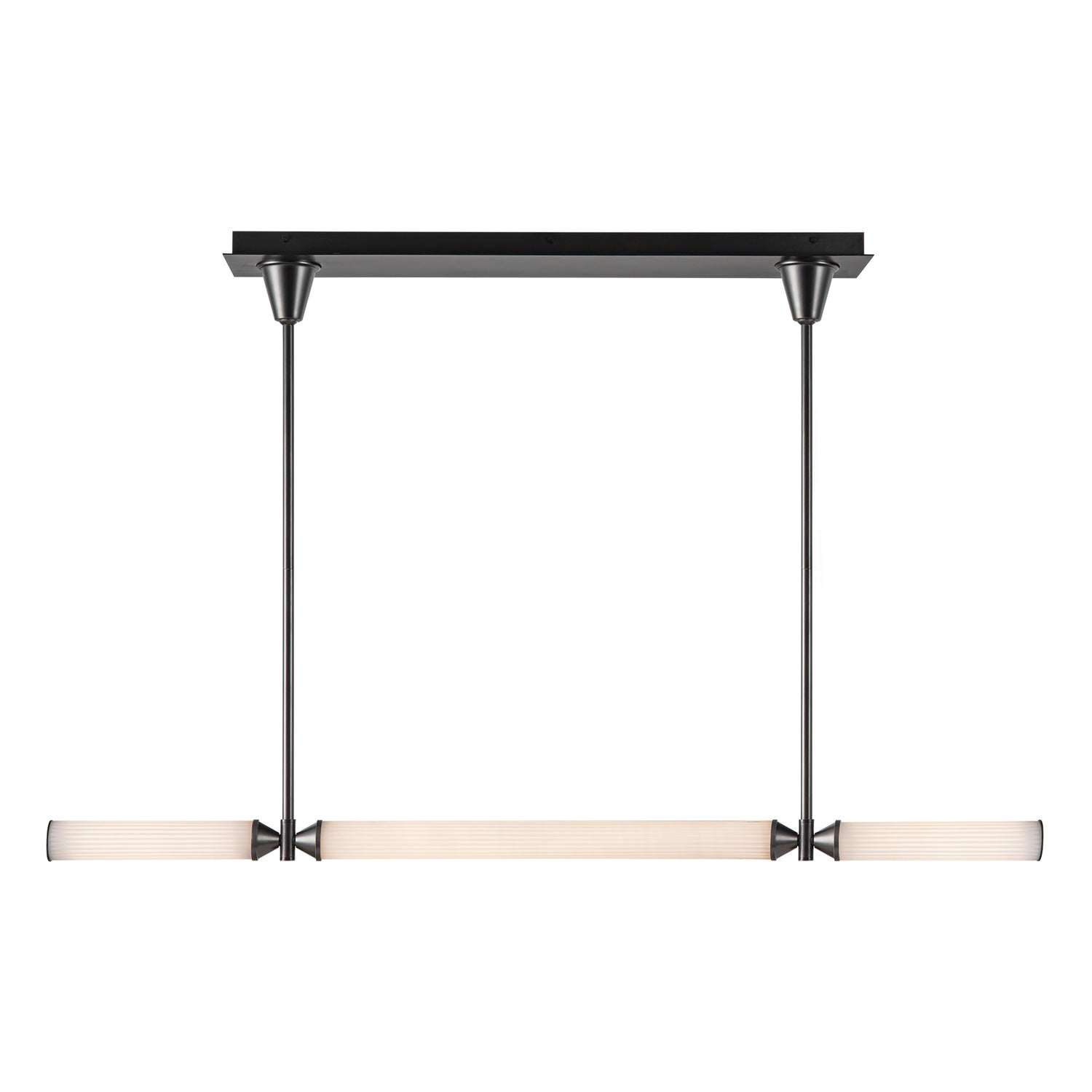 Edwin 48-in Urban Bronze/Frosted Ribbed Glass LED Linear Pendant