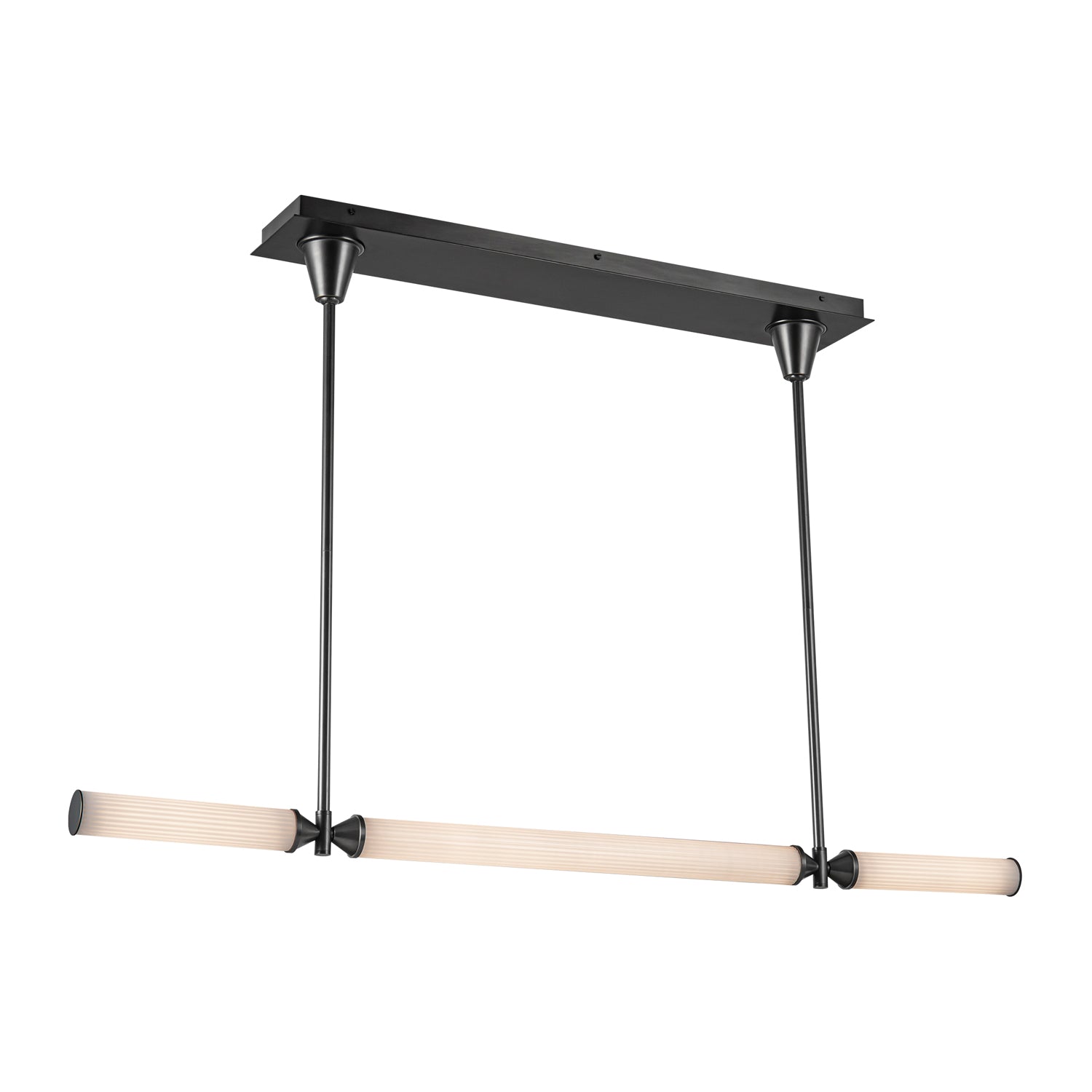 Edwin 48-in Urban Bronze/Frosted Ribbed Glass LED Linear Pendant