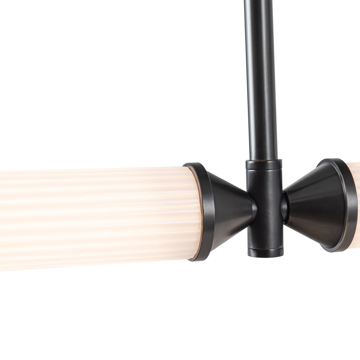 Edwin 48-in Urban Bronze/Frosted Ribbed Glass LED Linear Pendant