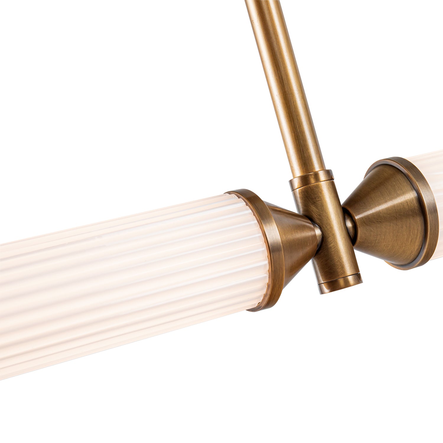 Edwin 48-in Vintage Brass/Frosted Ribbed Glass LED Linear Pendant