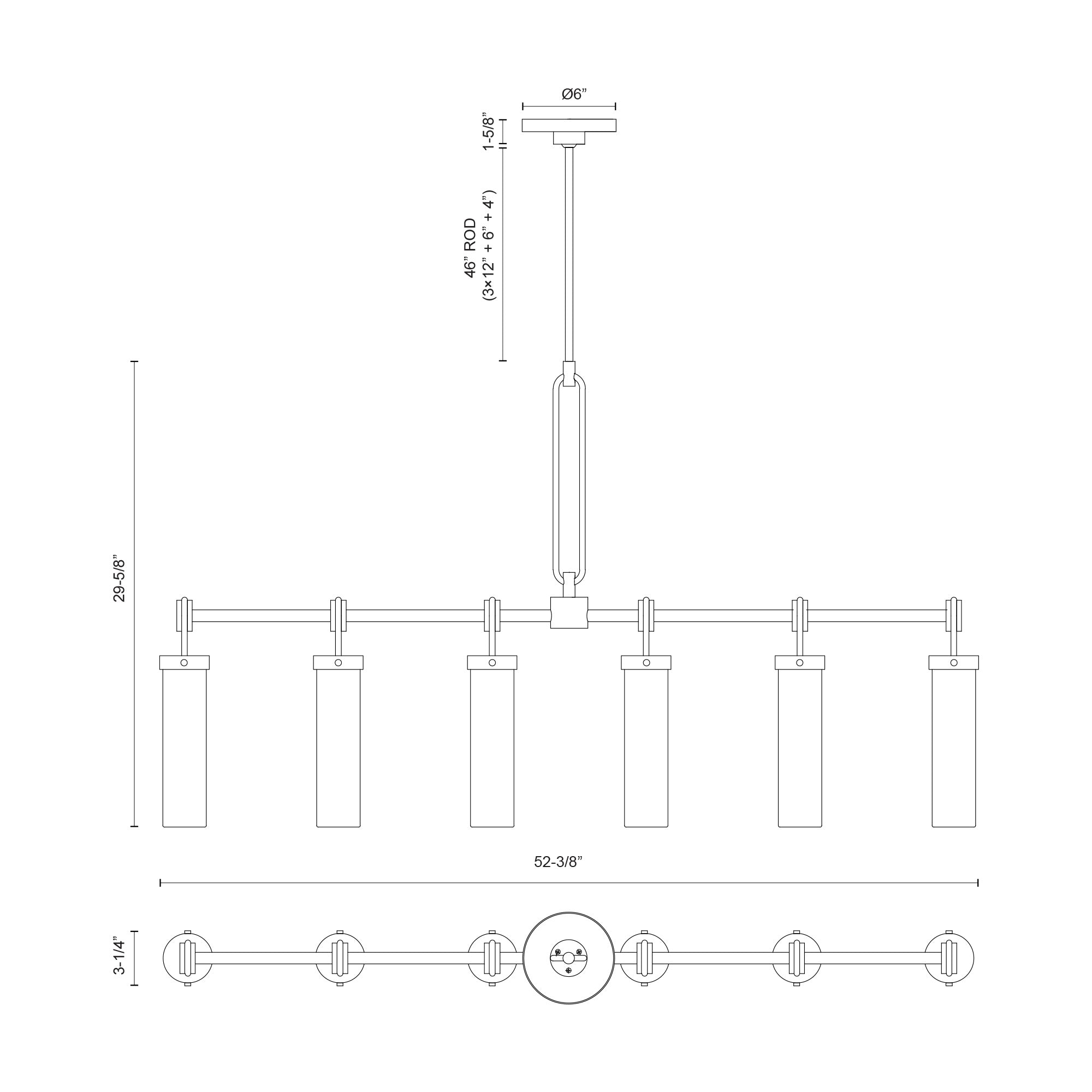 Wynwood 52-in Vintage Brass/Glossy Opal 6 Lights Linear Pendant