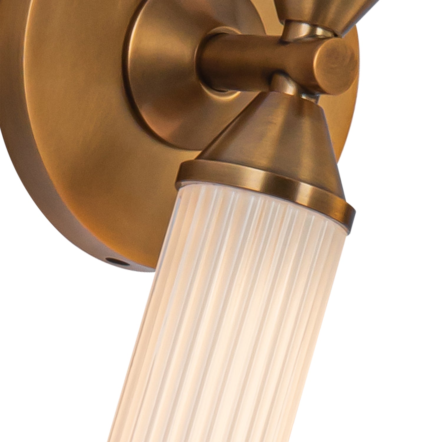 Edwin 22-in Vintage Brass/Frosted Ribbed Glass LED Wall/Vanity