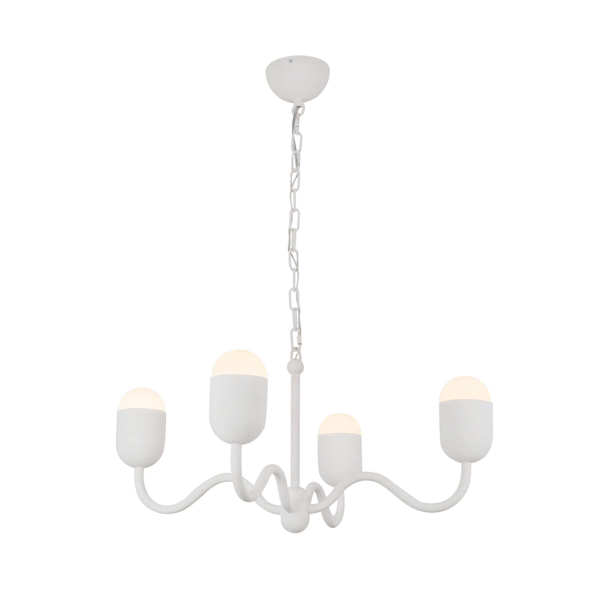 Effie 27-in Antique White/Opal Glass Socket Chandelier