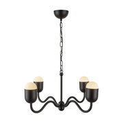 Effie 27-in Matte Black/Opal Glass Socket Chandelier
