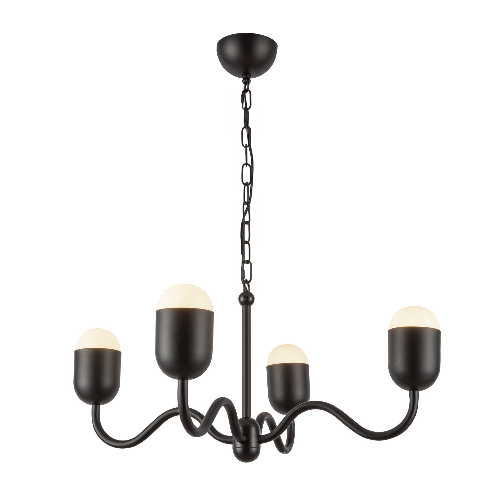 Effie 27-in Matte Black/Opal Glass Socket Chandelier