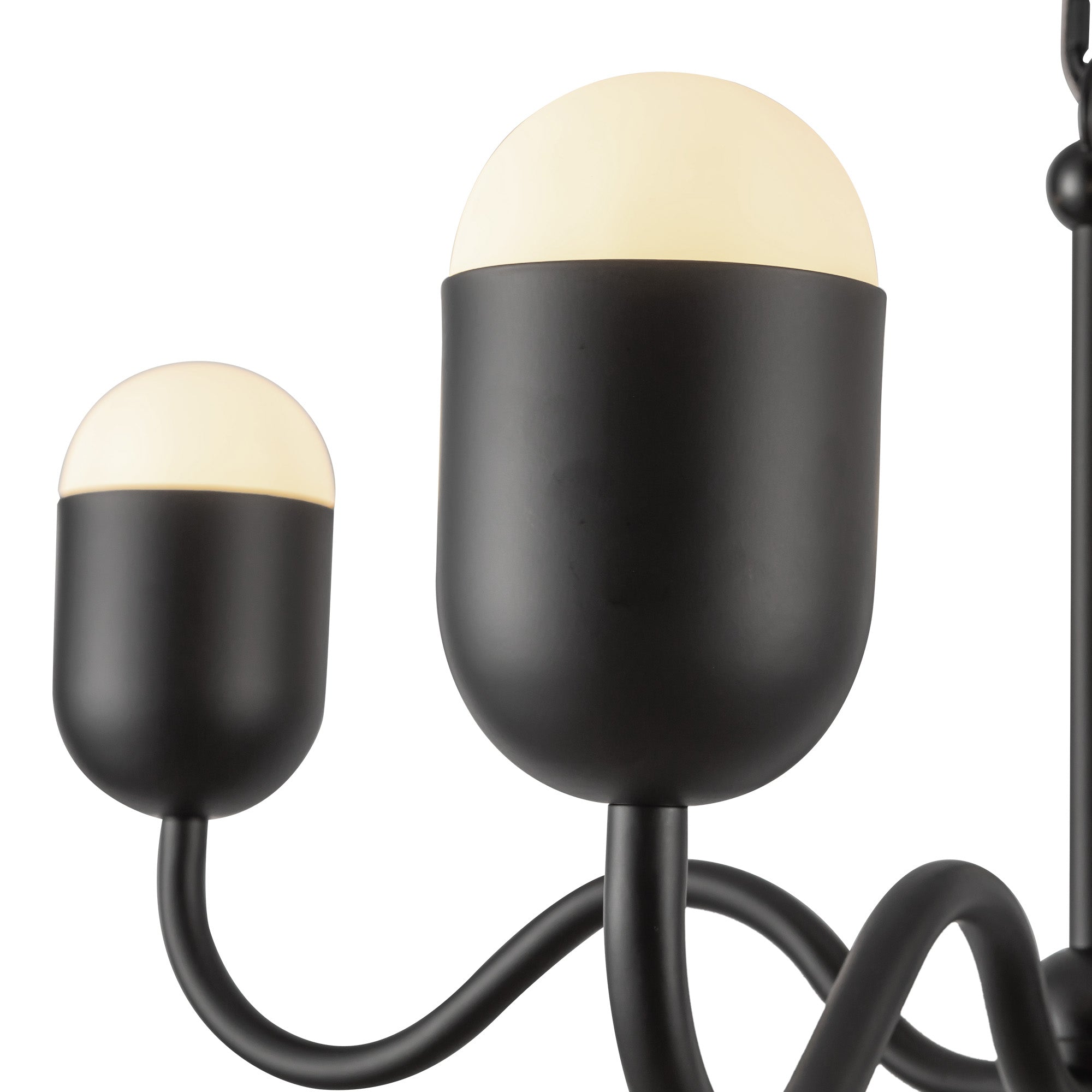 Effie 27-in Matte Black/Opal Glass Socket Chandelier