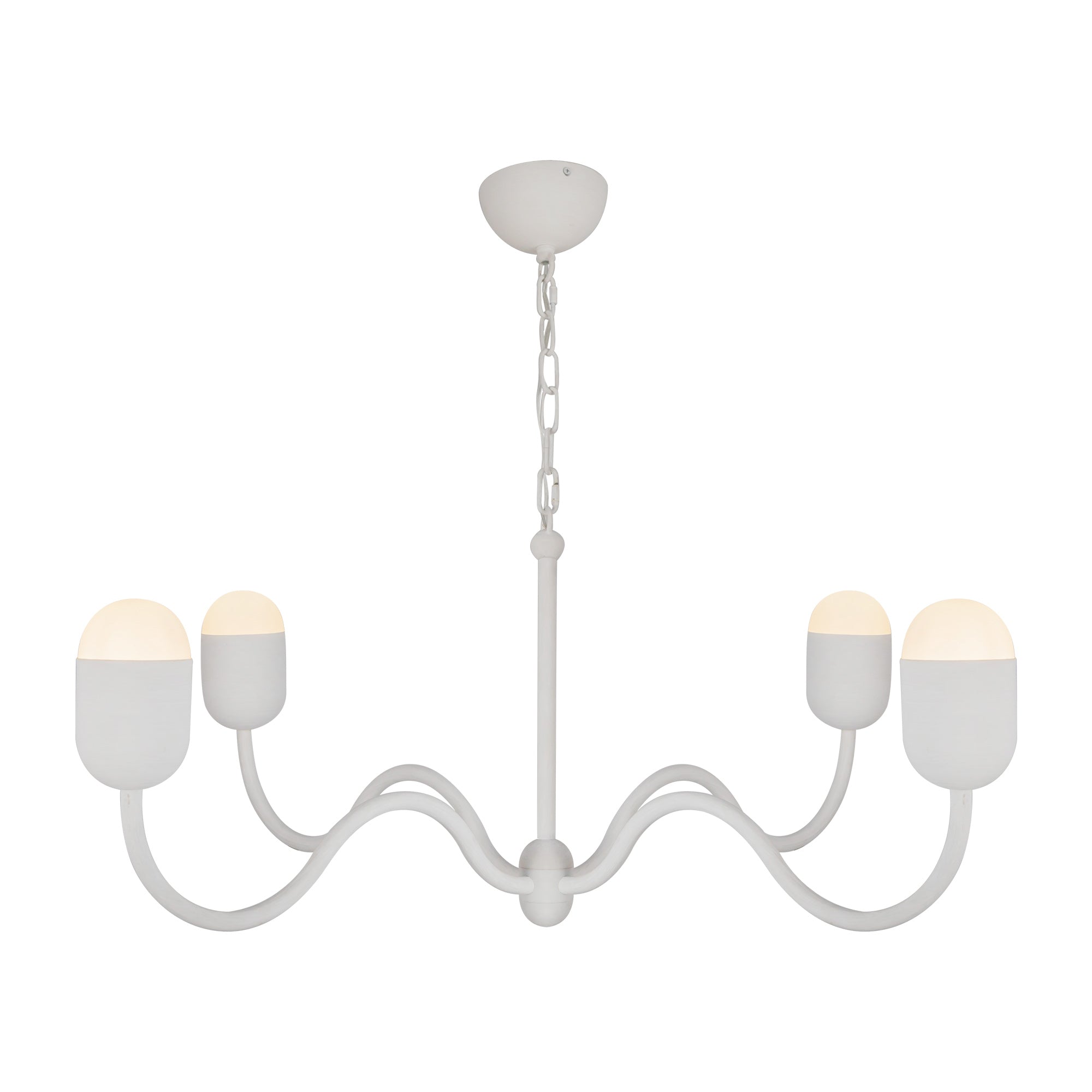 Effie 39-in Antique White/Opal Glass Socket Chandelier