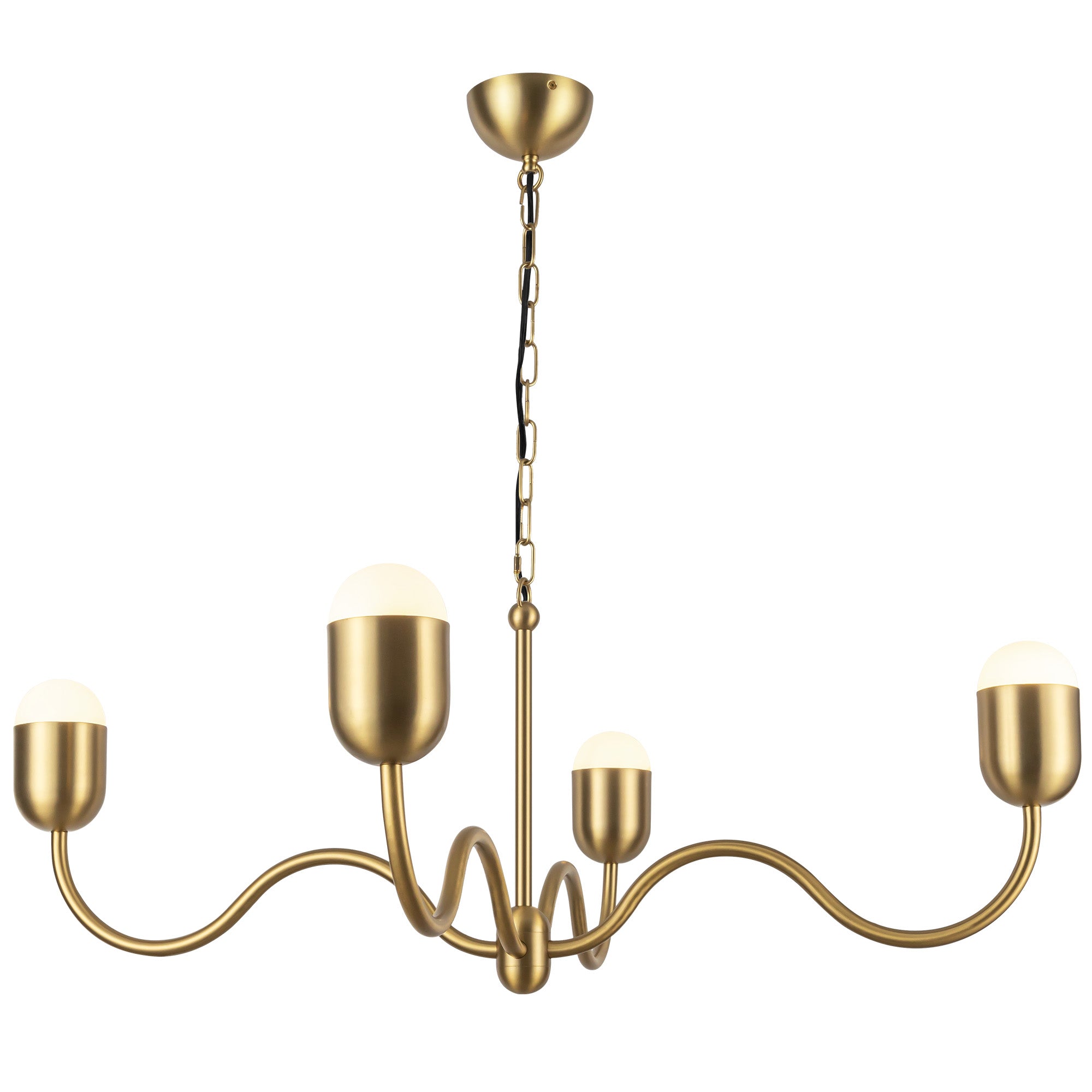 Effie 39-in Brushed Gold/Opal Glass Socket Chandelier