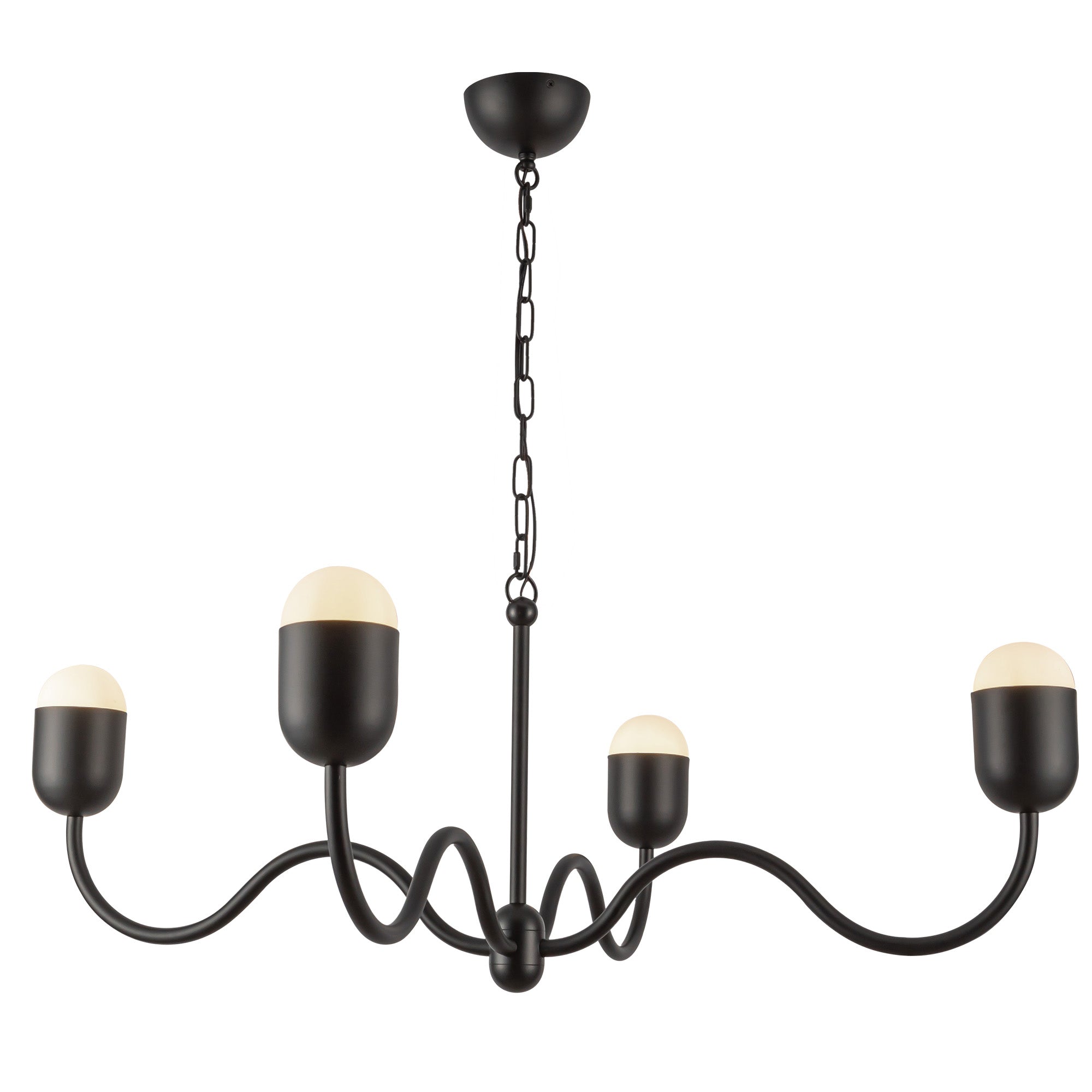 Effie 39-in Matte Black/Opal Glass Socket Chandelier