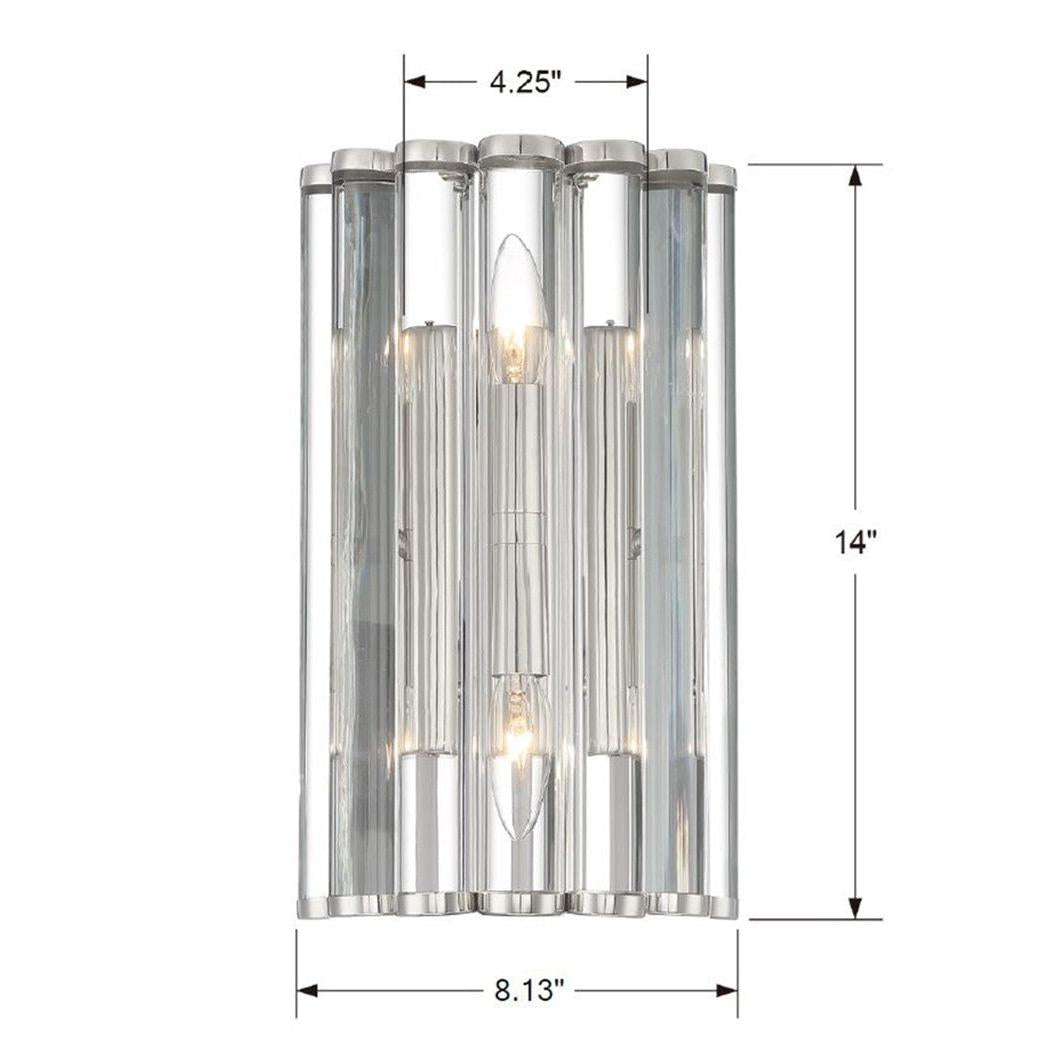 Crystorama Elliot ELL-B3002-PN – 8.25 Inch – 2 Light – Sconce – Polished Nickel – Dry Rated