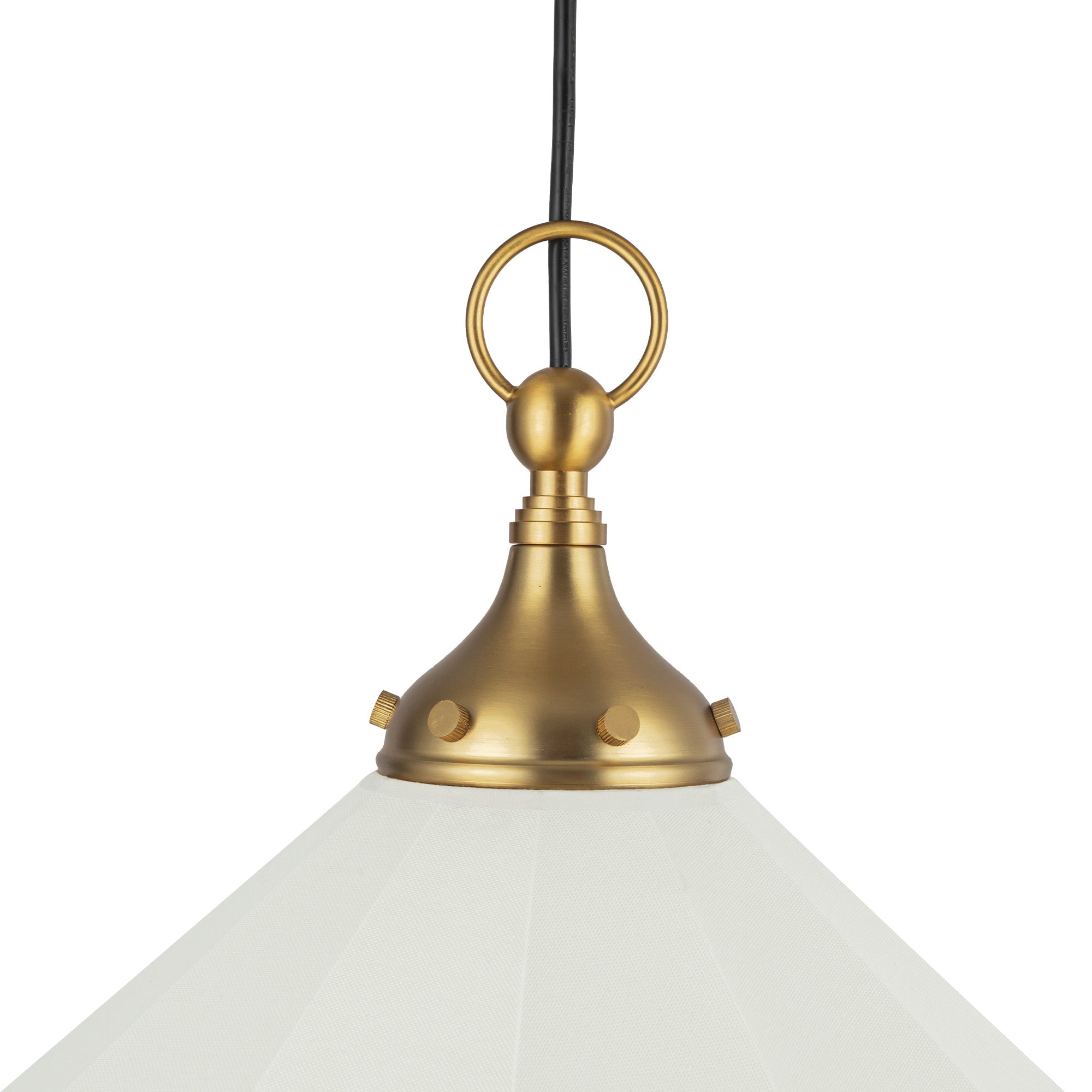 Ellen 20-in Brushed Gold/White Linen Socket Pendant