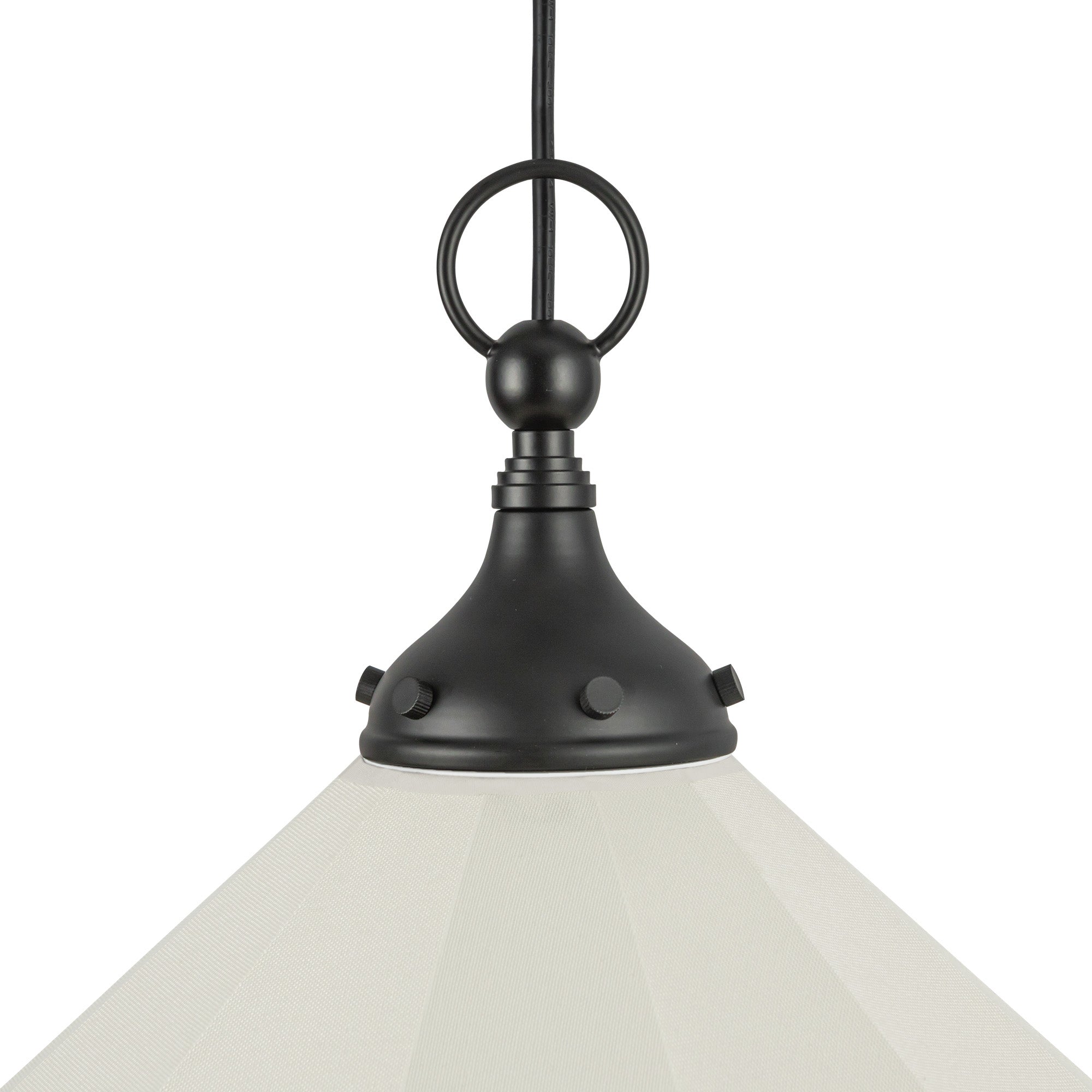 Ellen 20-in Matte Black/White Linen Socket Pendant