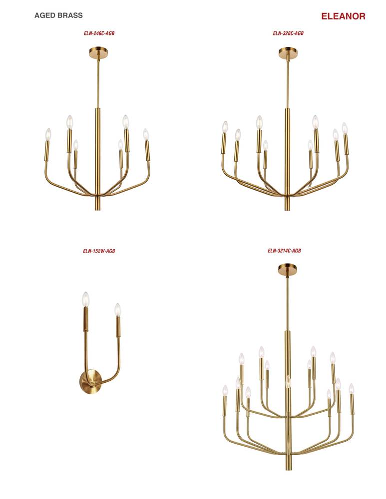 Dainolite ELEANOR ELN-3214C-AGB Chandelier Contemporary - Aged Brass