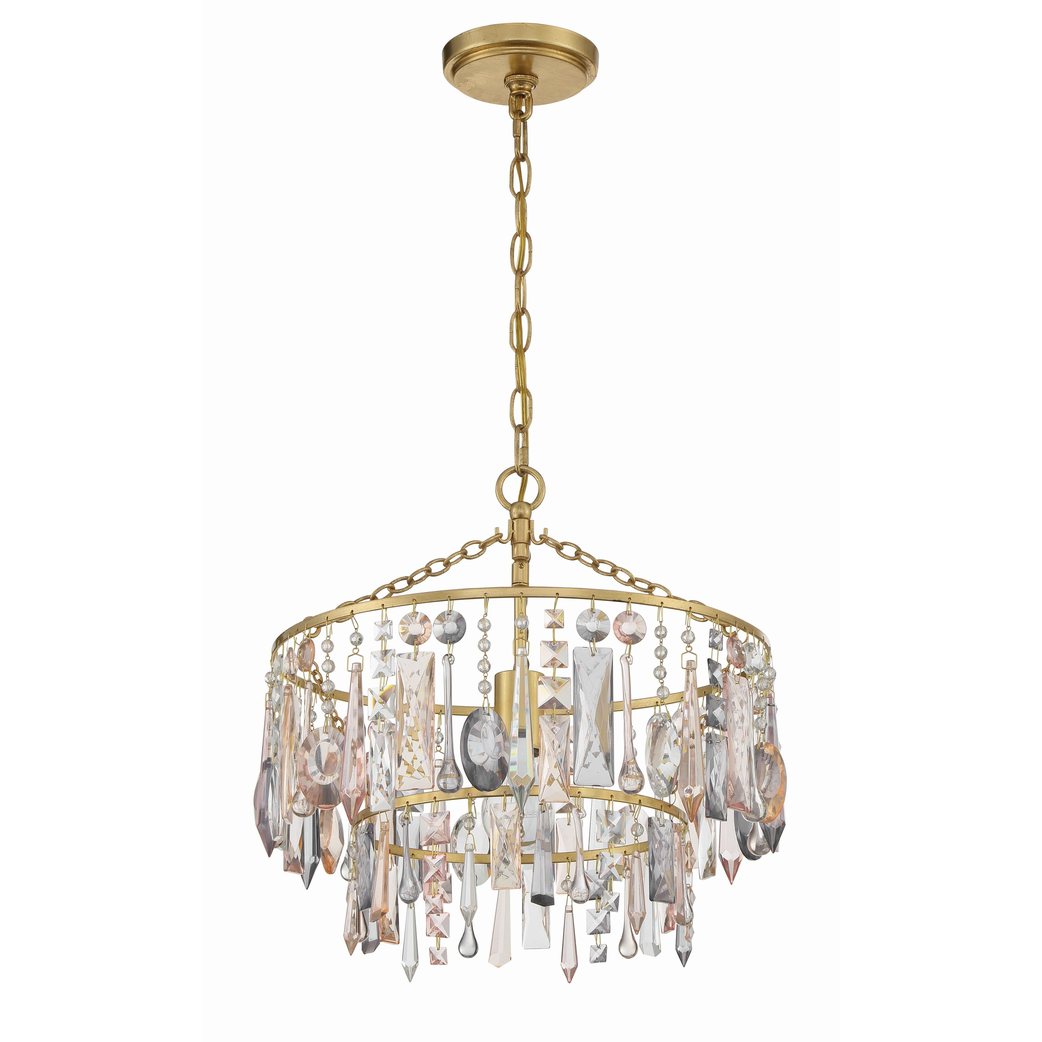 Crystorama Elsa ELS-7100-GA – 15 Inch – 1 Light – Pendant Light – Antique Gold – Damp Rated