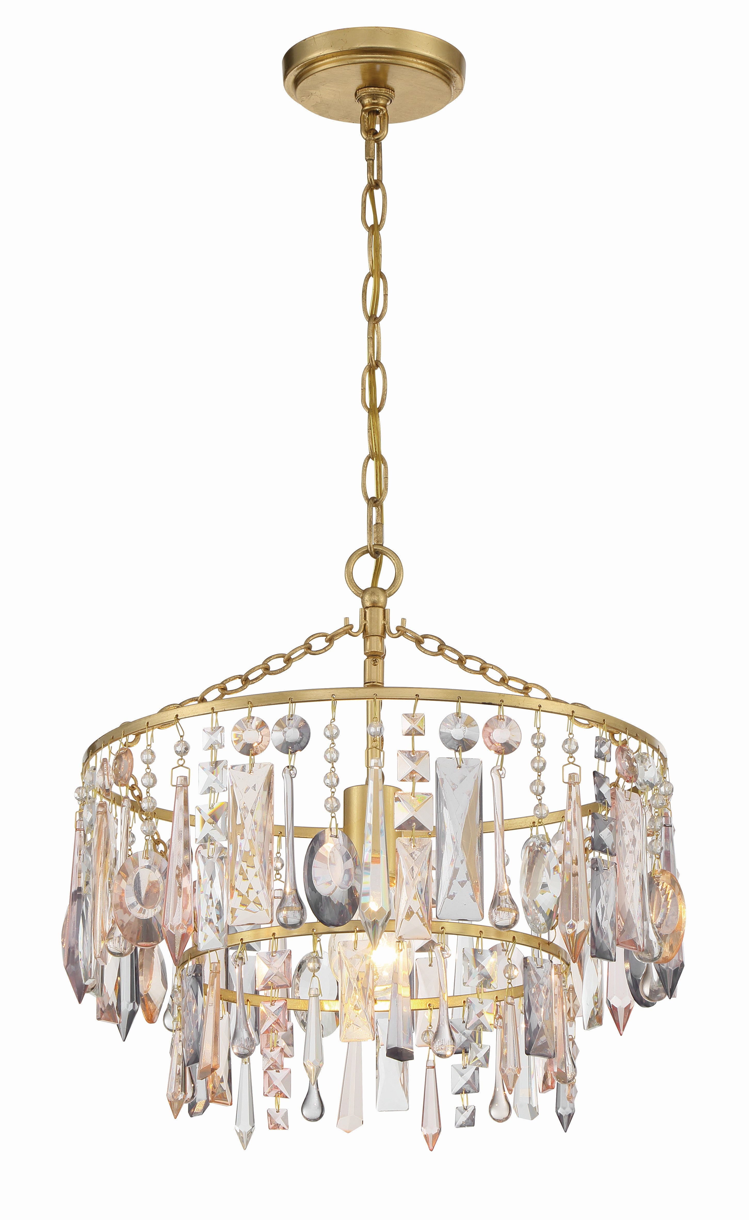 Crystorama Elsa ELS-7100-GA – 15 Inch – 1 Light – Pendant Light – Antique Gold – Damp Rated