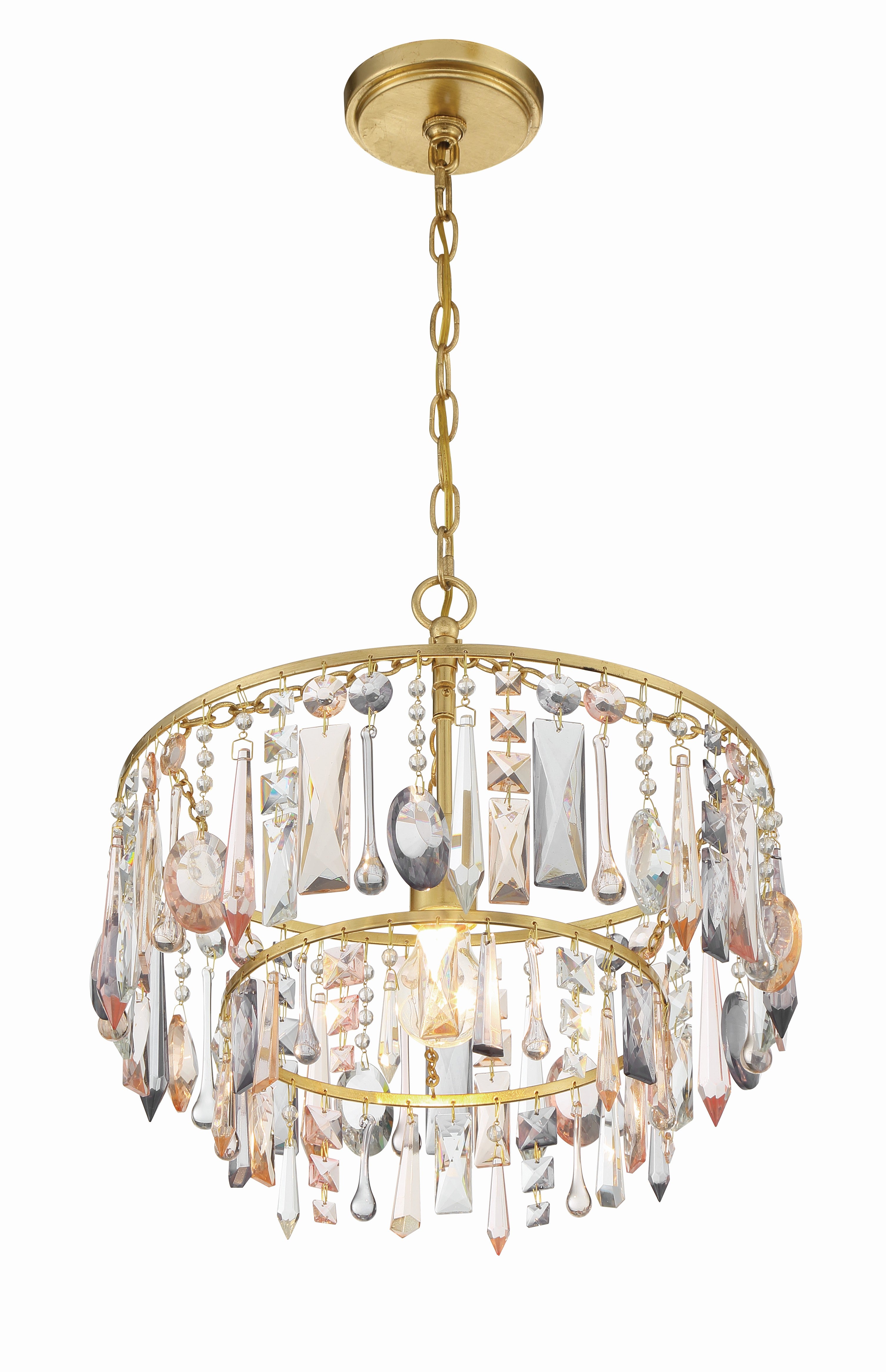Crystorama Elsa ELS-7100-GA – 15 Inch – 1 Light – Pendant Light – Antique Gold – Damp Rated